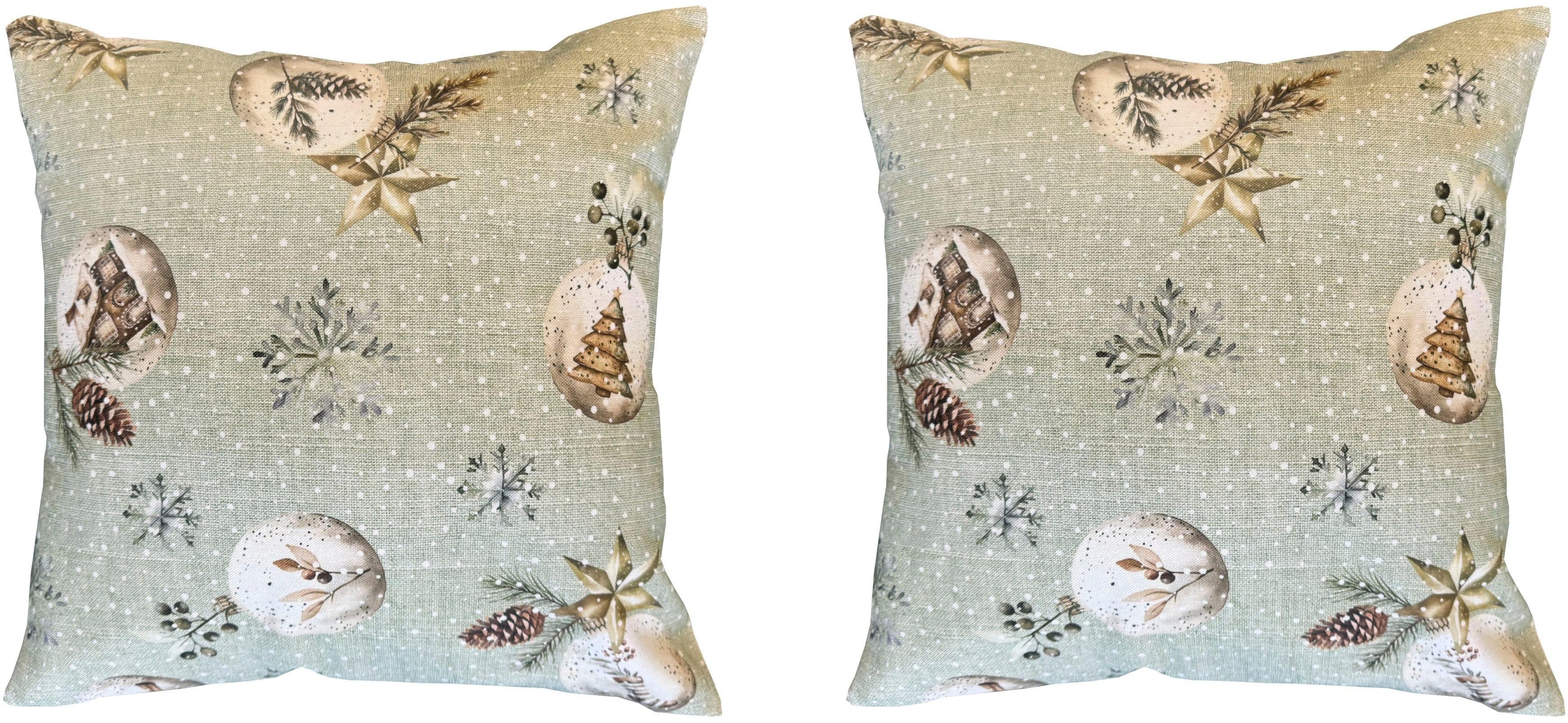 Kissenhülle 'FELIZ NAVIDAD' Mint Baumwolle/Polyester