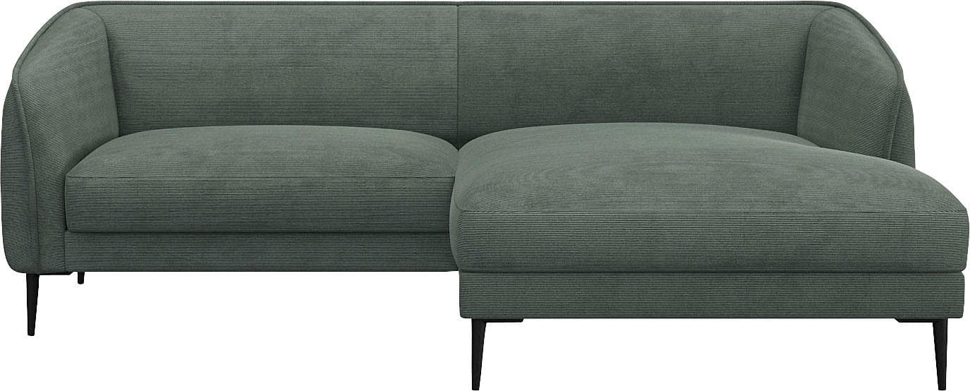 FLEXLUX Ecksofa Belle Designsofa Grün Bouclé Chaiselongue