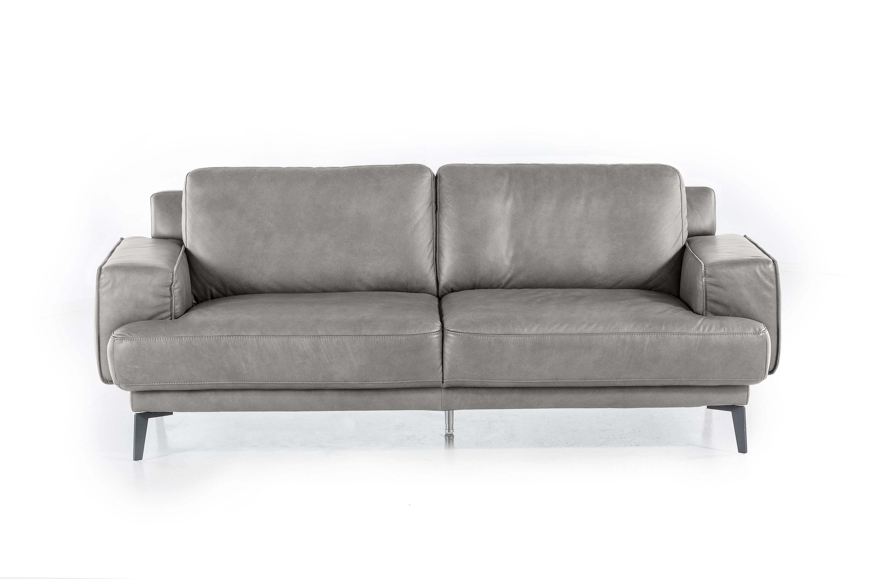 W.Schillig 2-Sitzer Sofa Grau Long-Life Leder