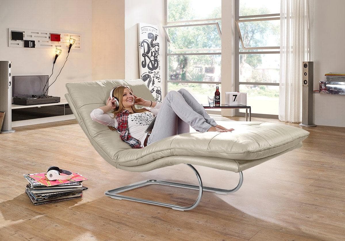 W.SCHILLIG Relaxliege daily dreams Eisgrau Longlife Leder