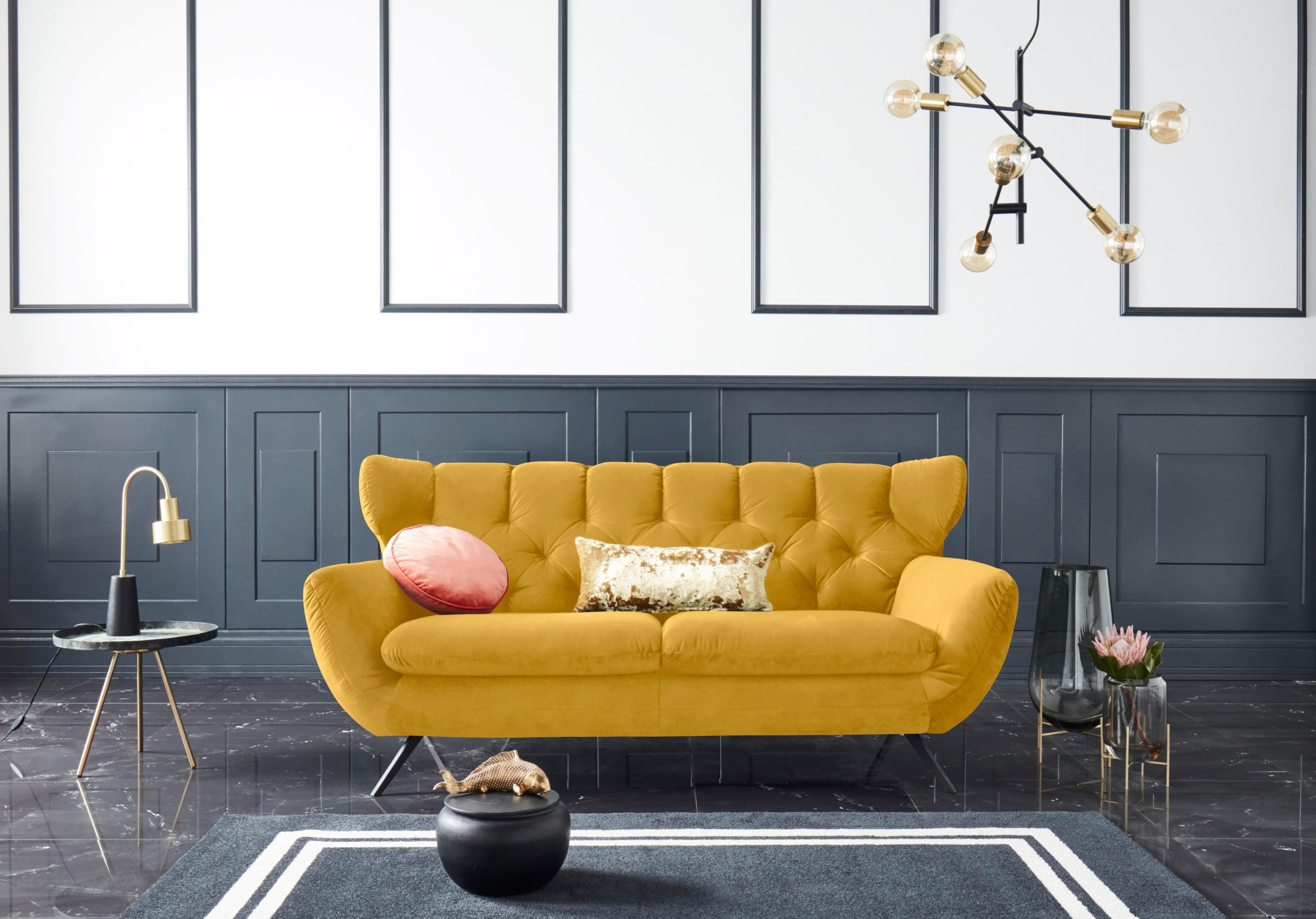Candy Beatrice 2,5-Sitzer Sofa Curry Samt-Optik Retro