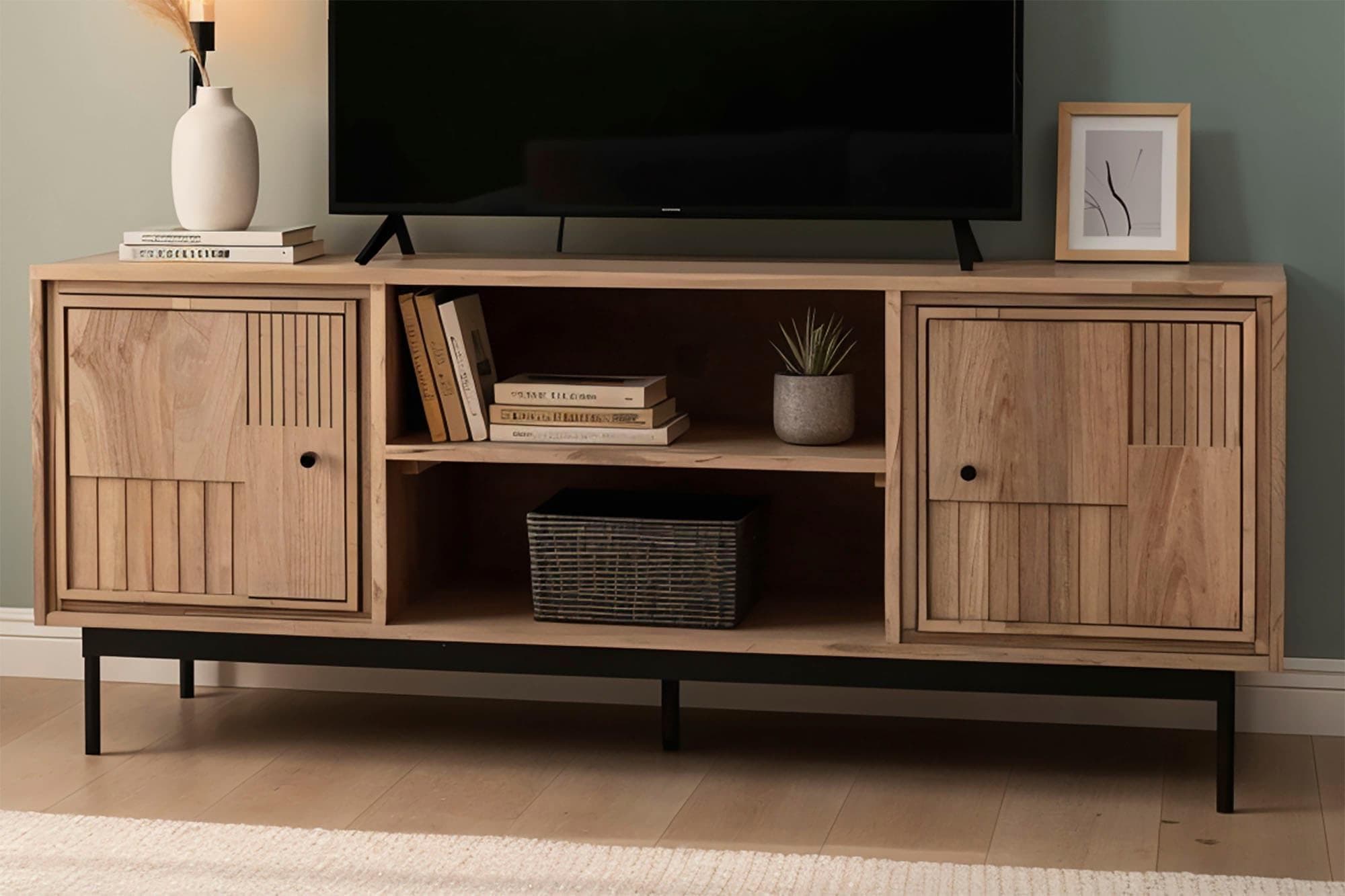 SIT Lowboard TV Schrank Massivholz Mangoholz Schwarz Natur