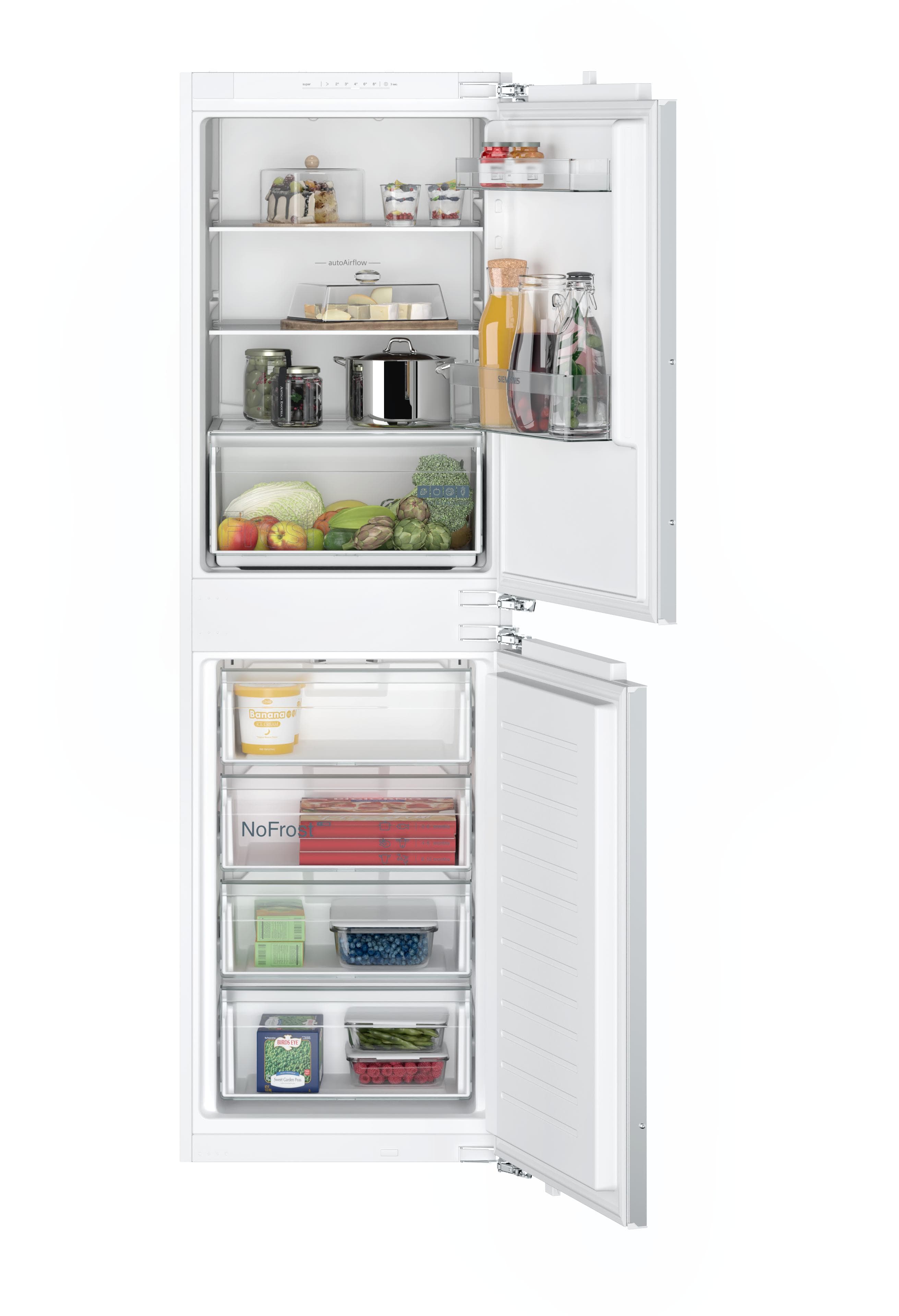 SIEMENS Einbaukühlgefrierkombination KI85NNFE0 Silber Kühlschränke