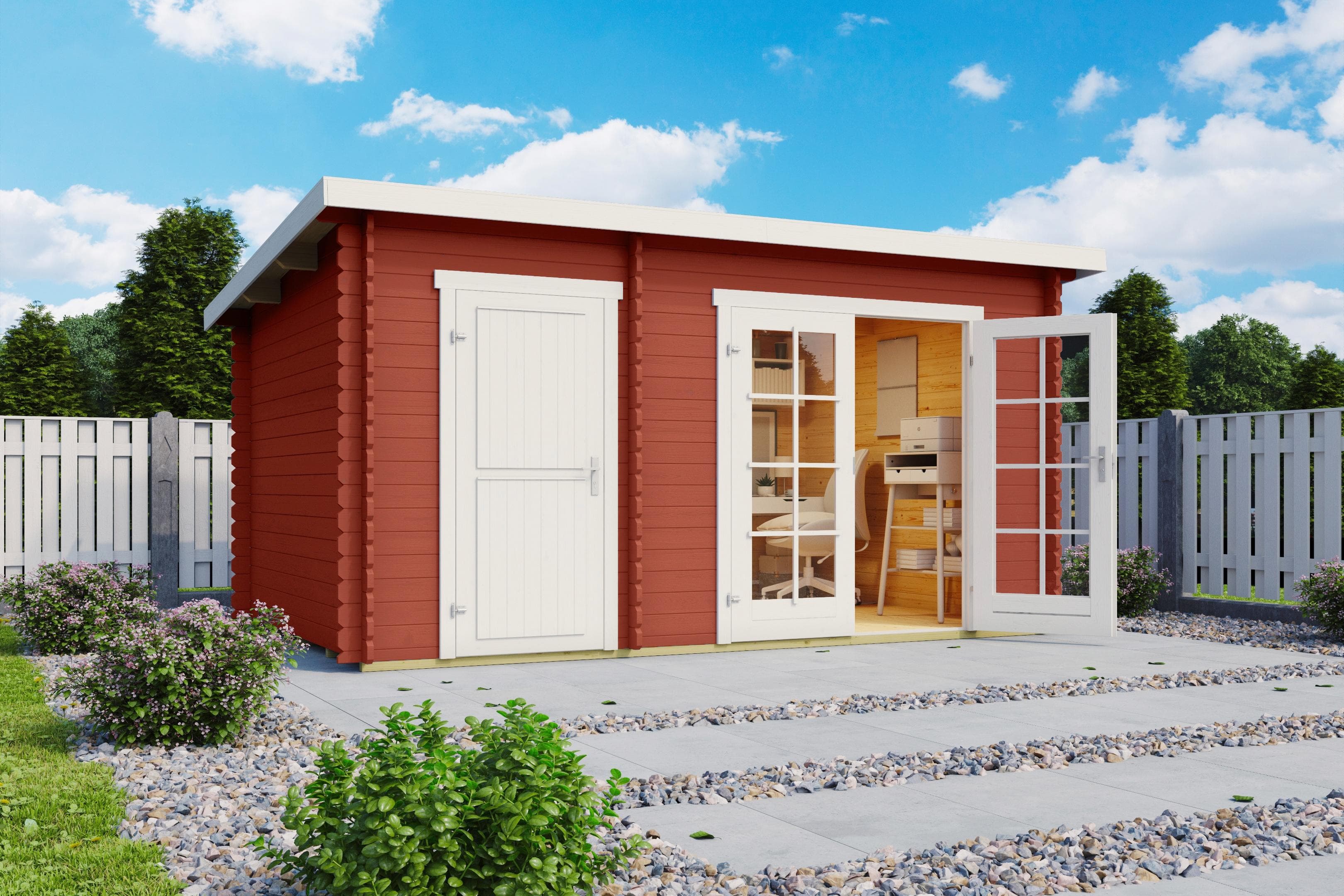 Gartenhaus Blockbohlenhaus Schwedenrot 400 cm