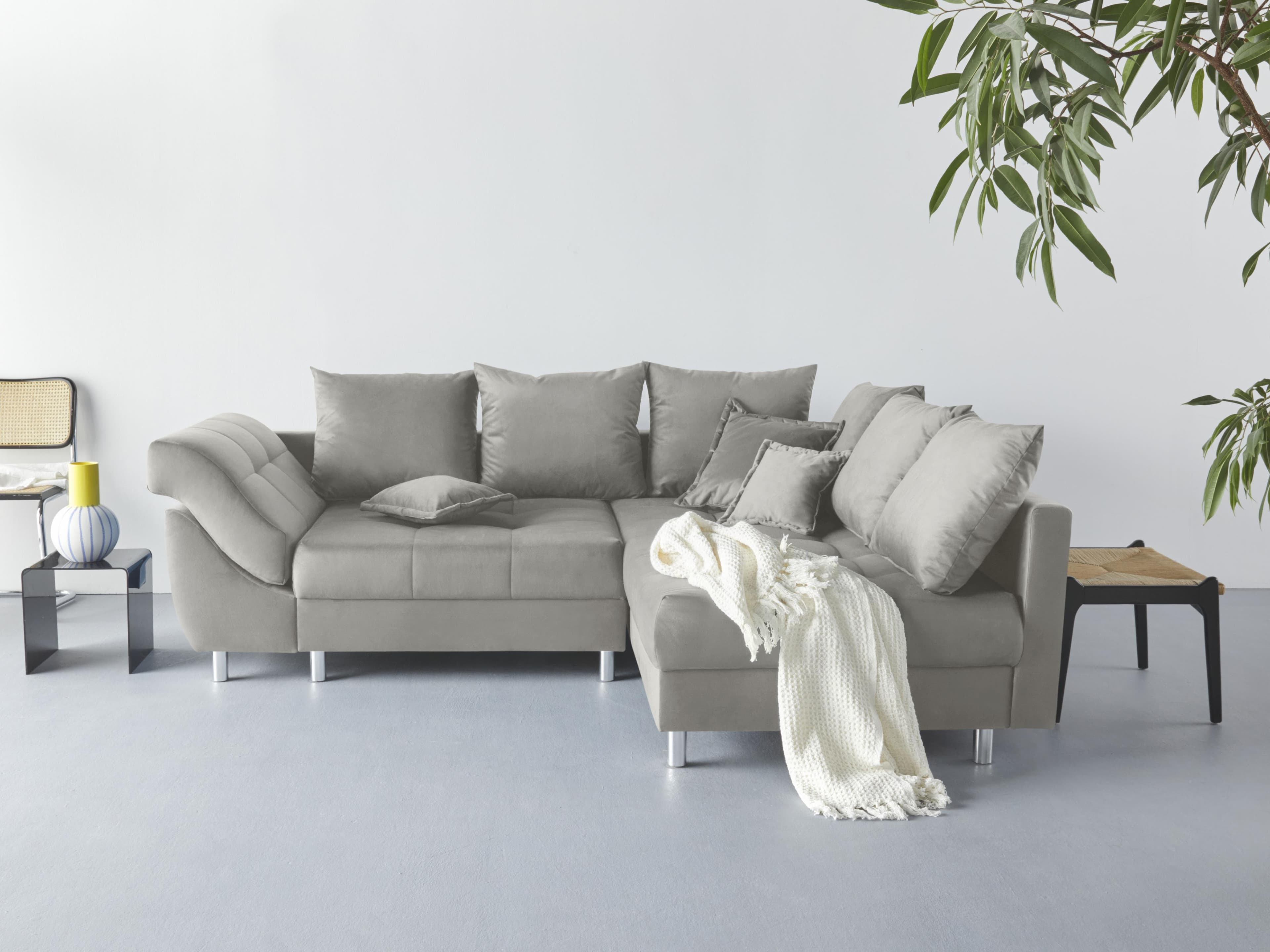 Ecksofa COLLECTION AB Innsbruck L-Form Silbergrau Recamiere