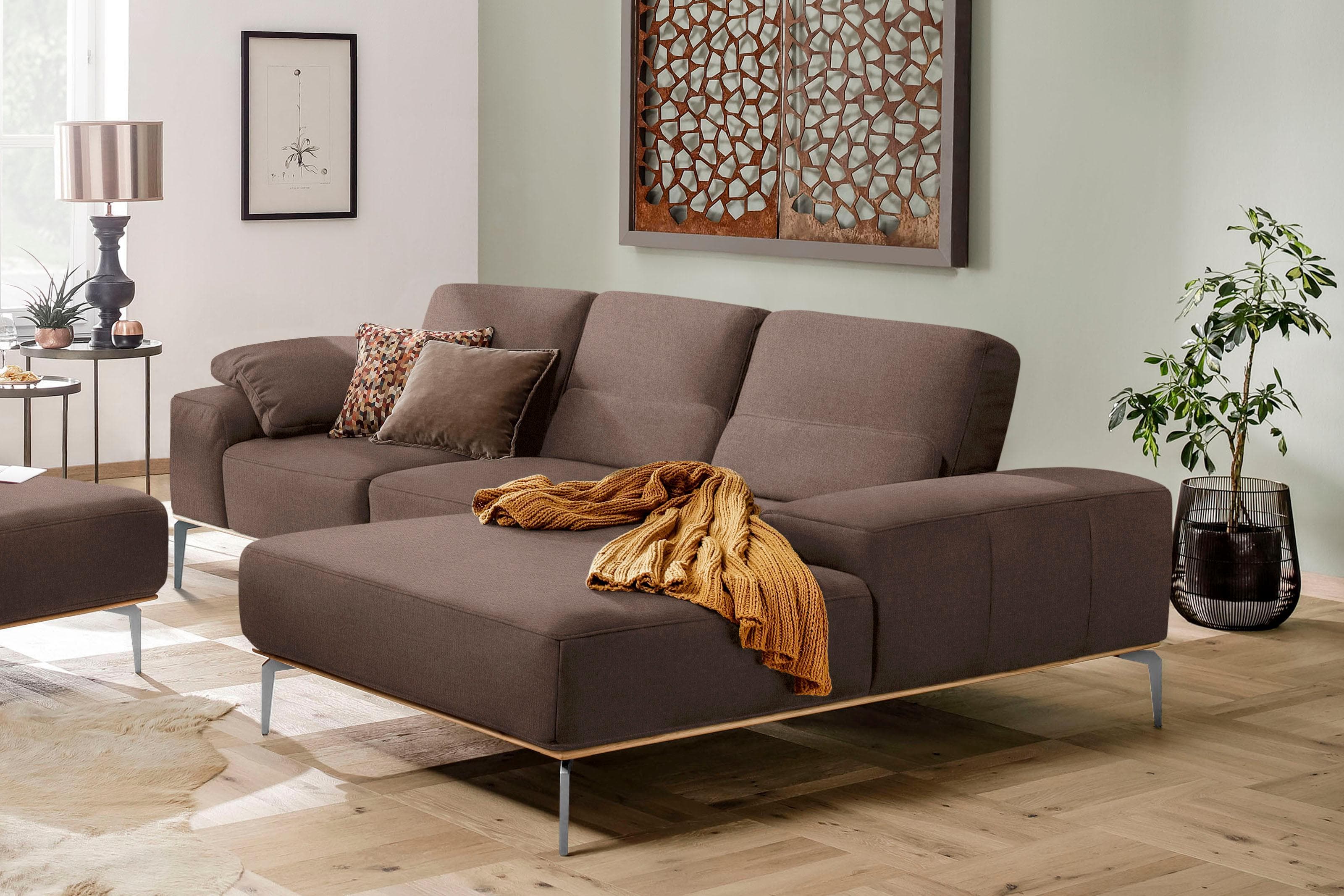 W.SCHILLIG Ecksofa run L-Form Braun Longlife Leder
