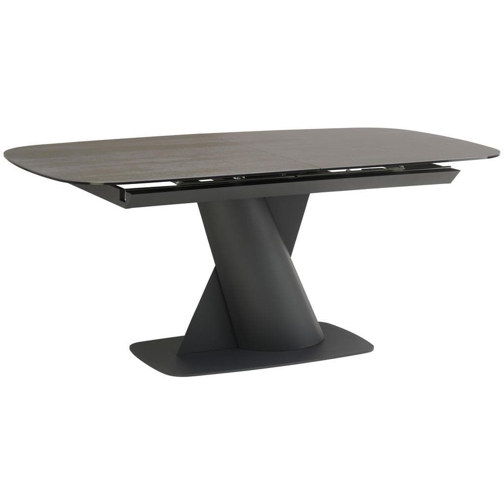 Livetastic Esstisch Anthrazit Schwarz Metall Glas Keramik Bootsförmig