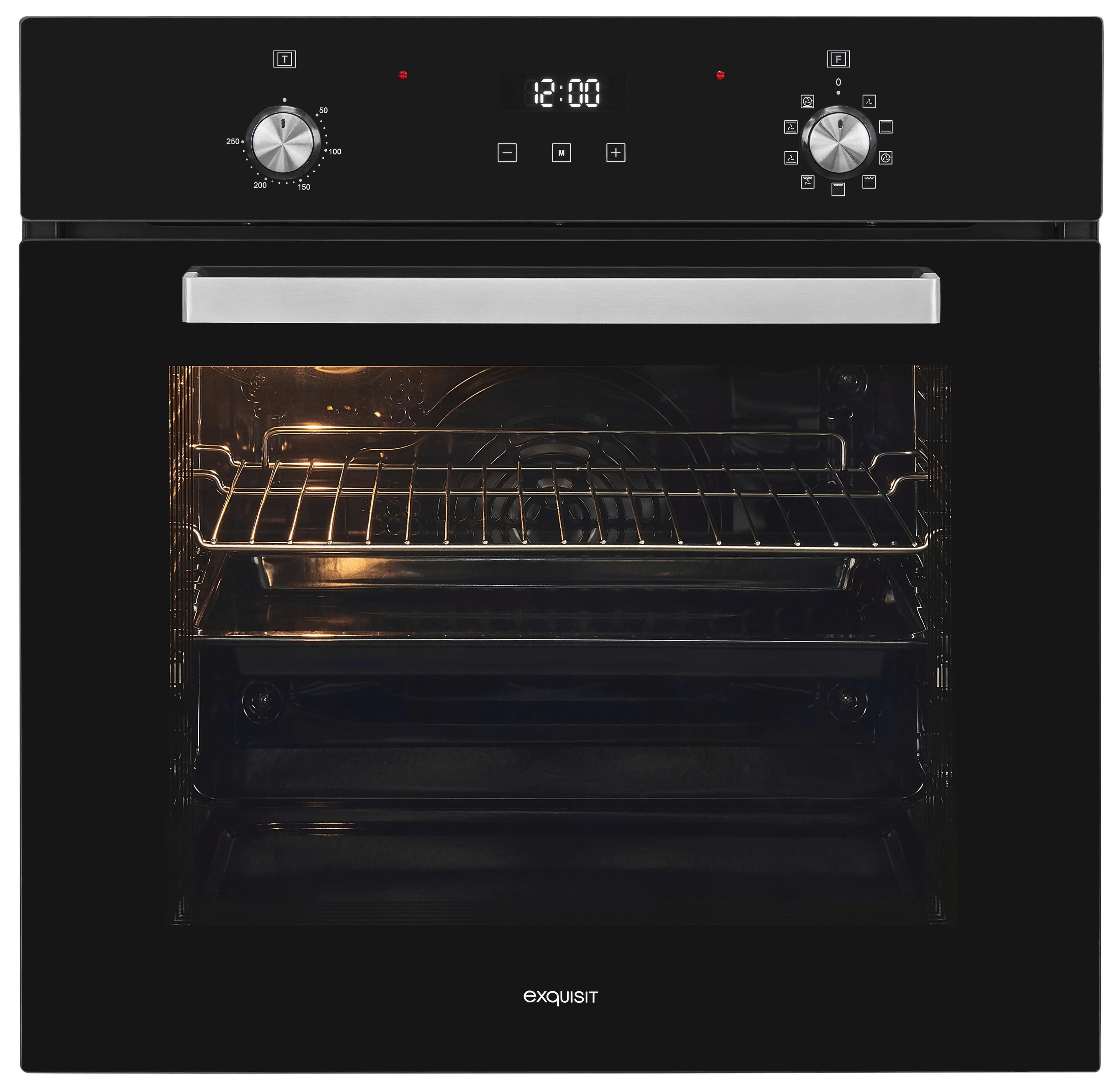 EXQUISIT Backofen EBE76-9-H-020 Schwarz Heißluft & Pizzastufe