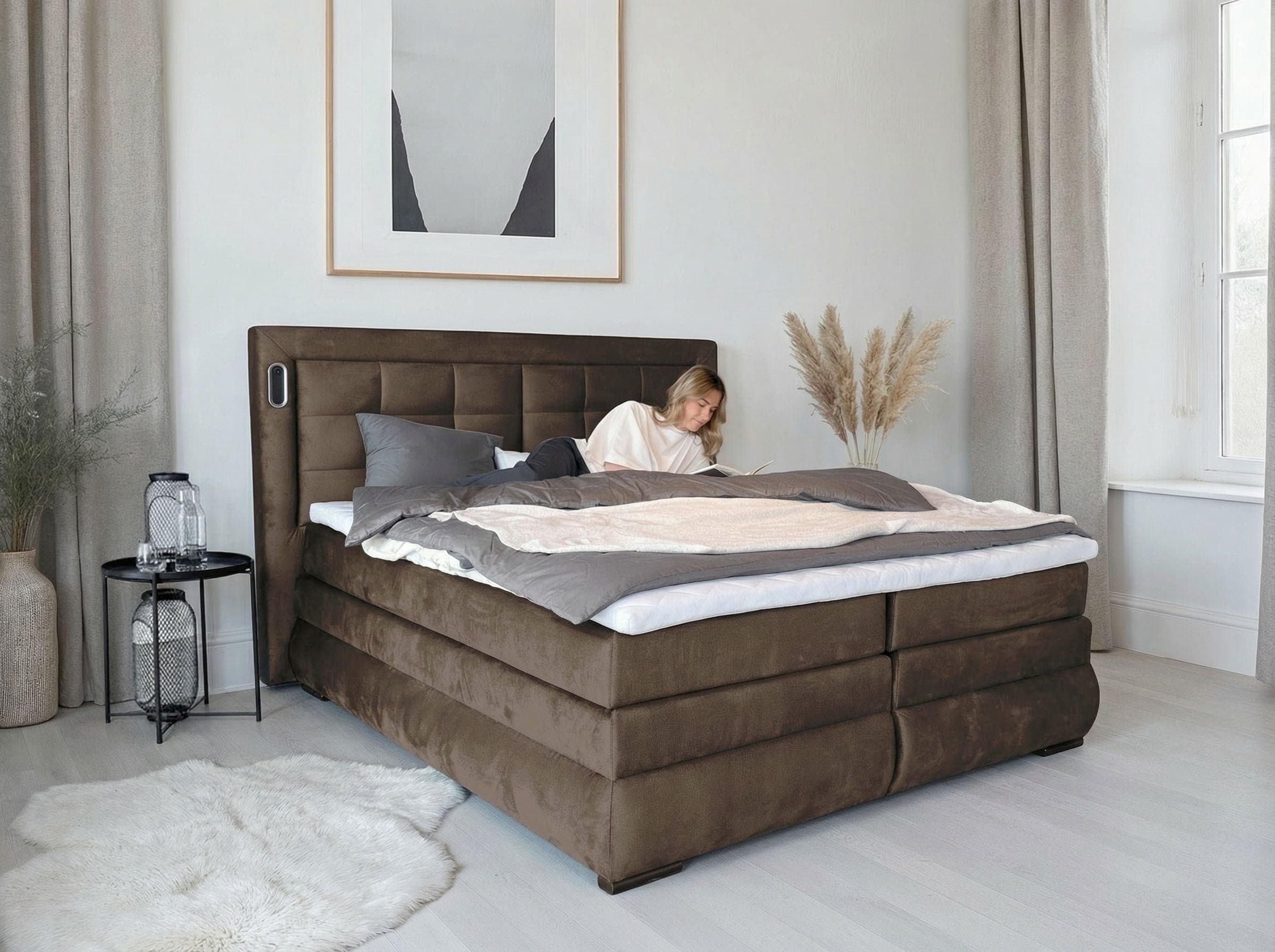 MIVVA Boxspringbett - Braun - Holz teilmassiv - 204x215cm
