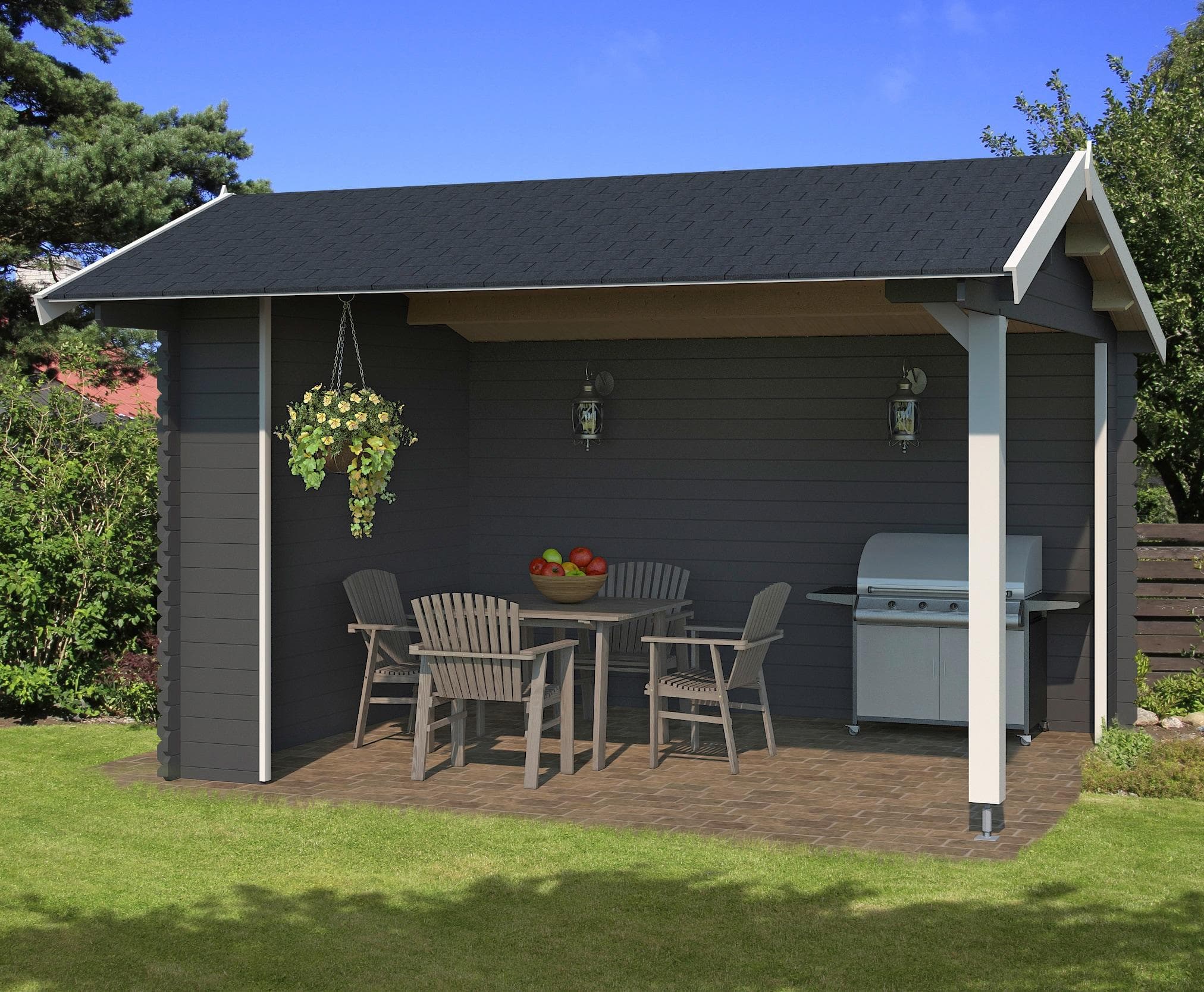 Lasita Maja Kirian 300 Gartenhaus Carbongrau Blockbohlensystem