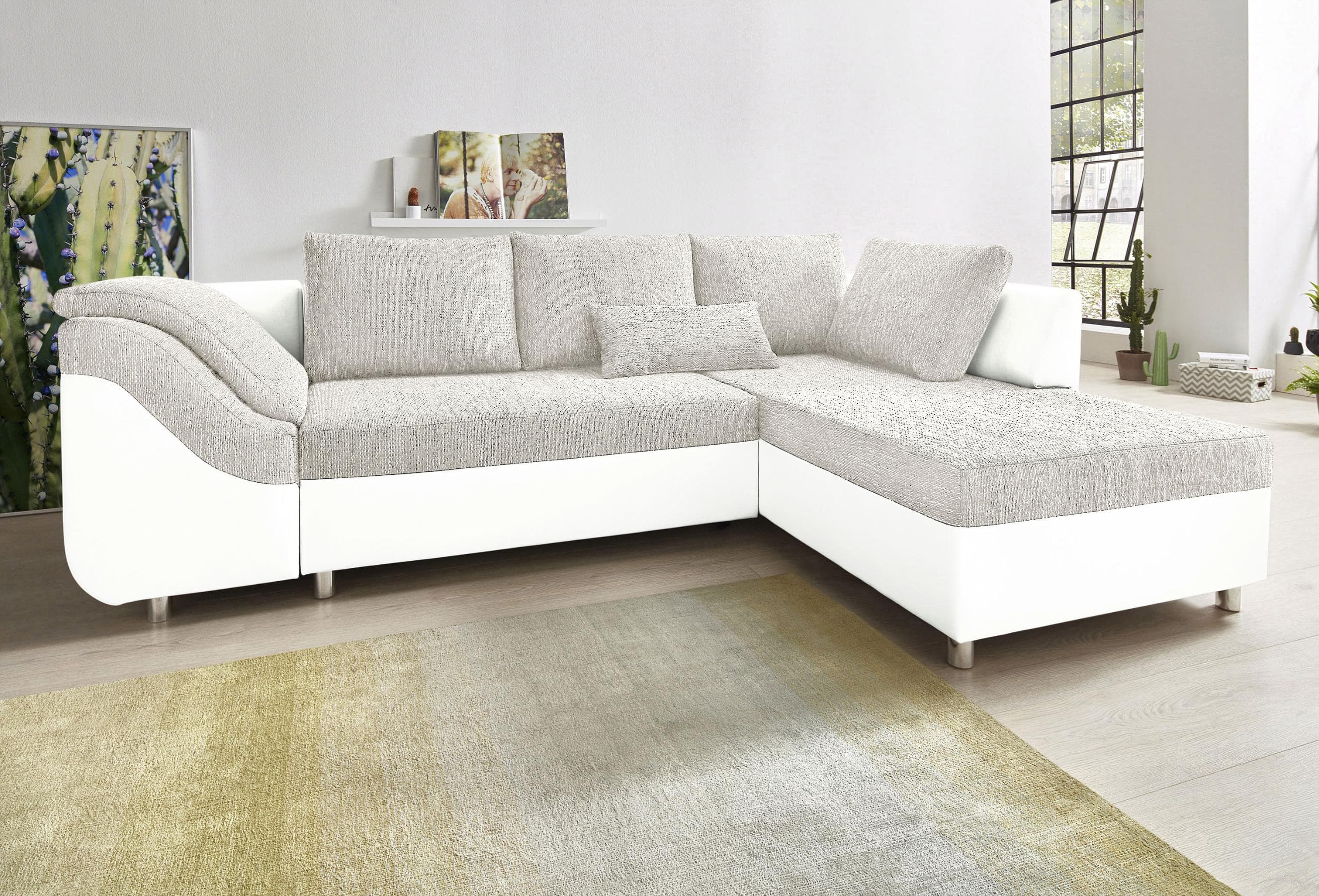 Ecksofa COLLECTION AB Sally L-Form Weiß Multifunktion mit Bettfunktion