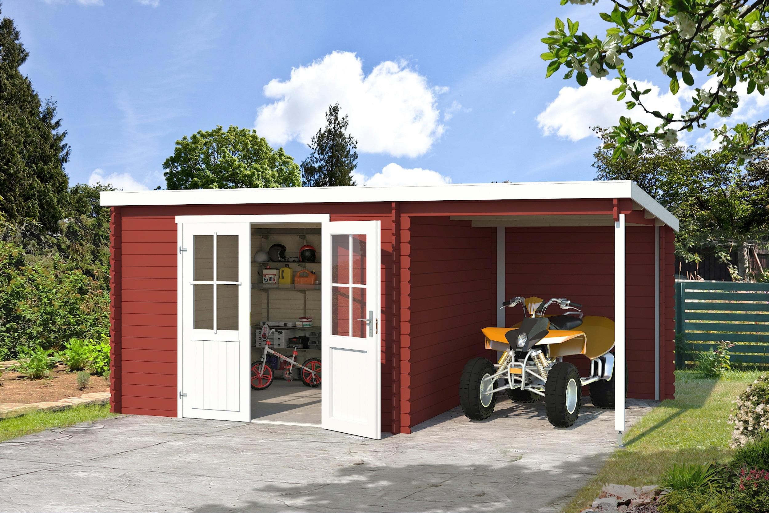 Gartenhaus Schwedenrot aus Holzwerkstoff und Fichte