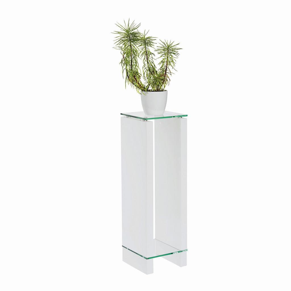 Carryhome Blumentisch Weiß Klarglas Hochglanz Modern