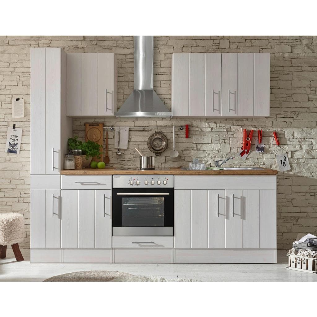 Respekta Küchenblock Premium 240 cm Weiß Landhaus