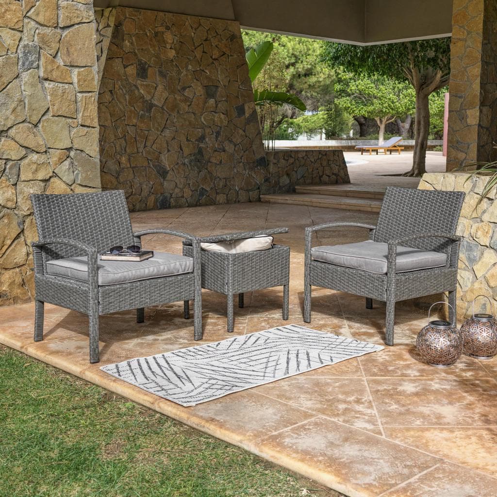 Ambia Garden Balkonset 3-teilig Grau mit Stauraum