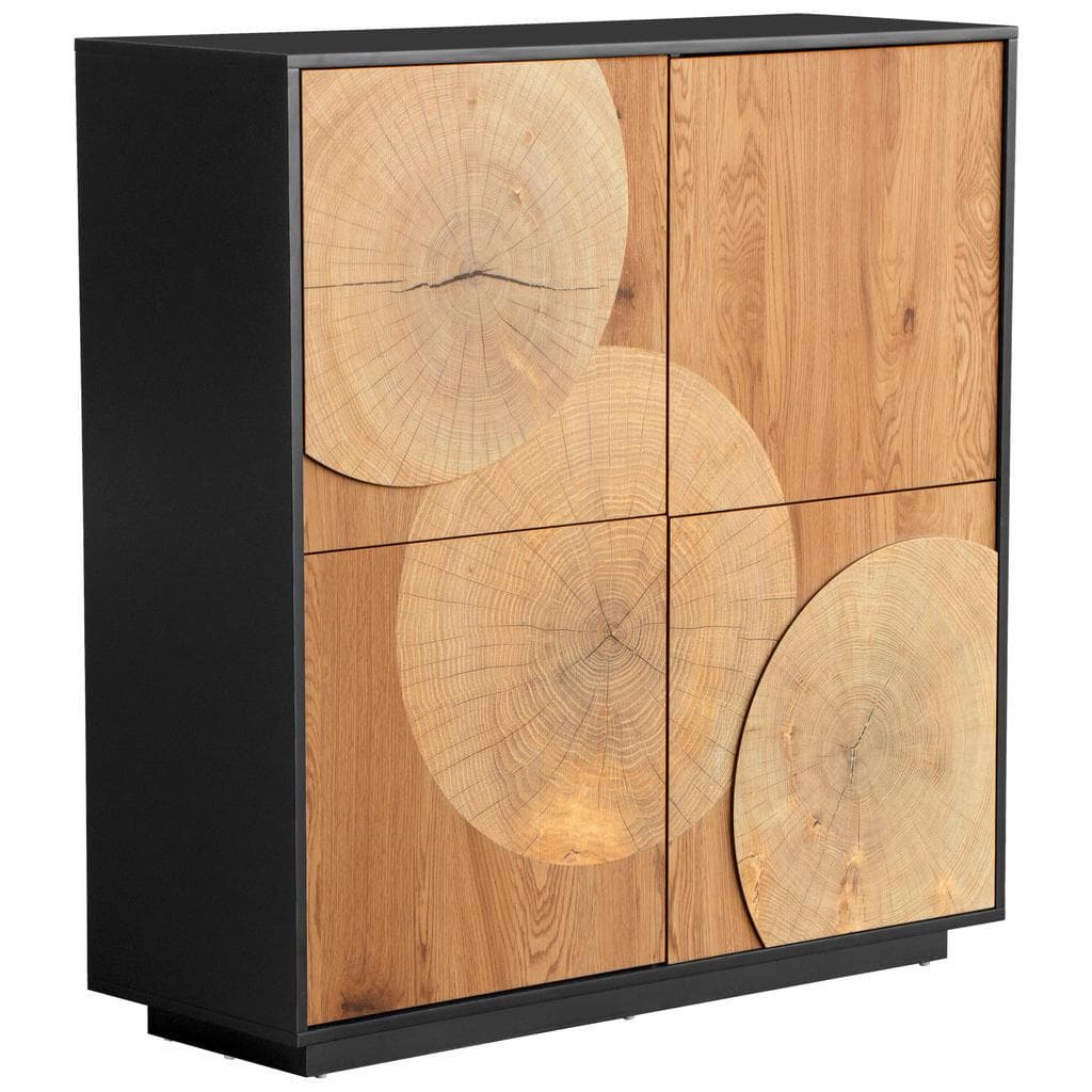 Xora Kommode Schwarz Eiche Holzwerkstoff 4 Fächer
