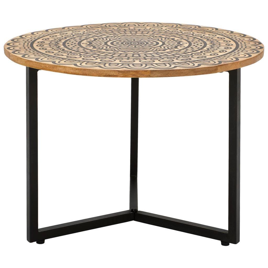 Livetastic Couchtisch Mangoholz Floral Rund