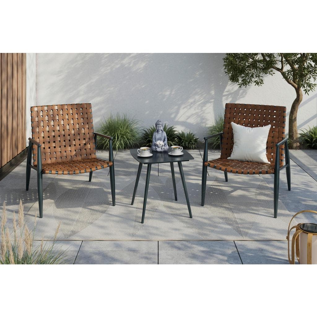 Ambia Garden Balkonset Braun Schwarz Metall Kunststoff Glas 3-teilig
