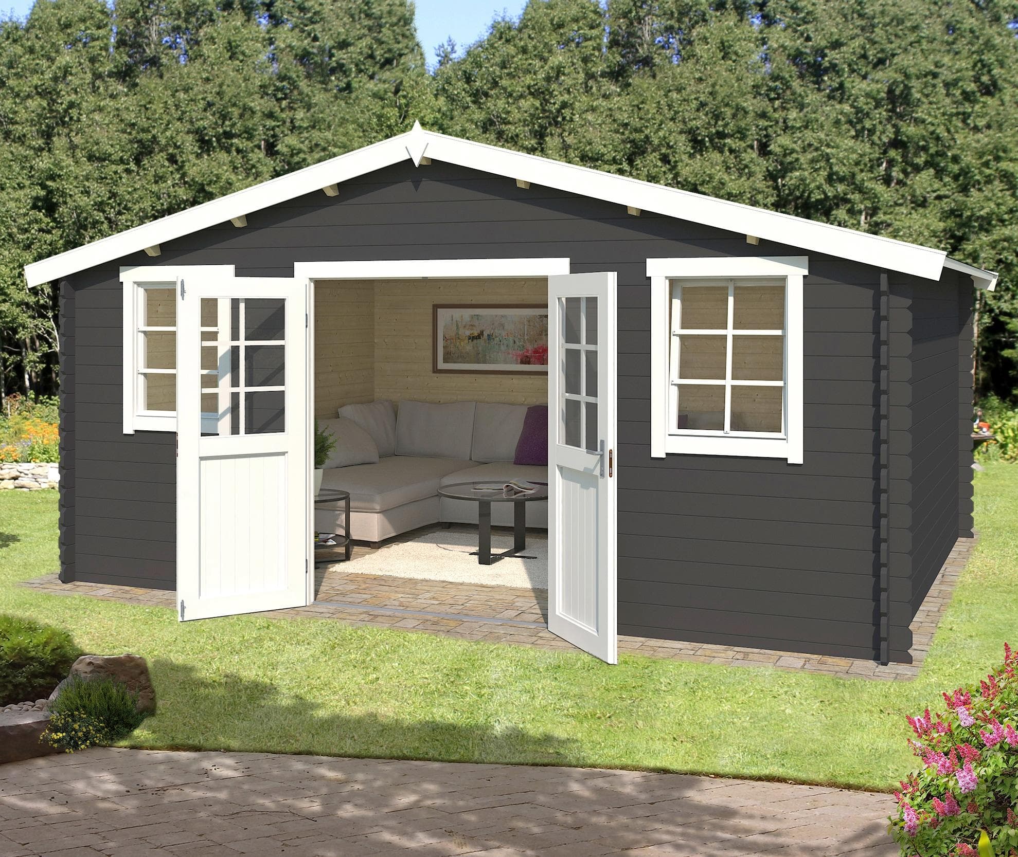 Lasita Maja Gartenhaus Udo 380 Carbongrau Holzwerkstoff