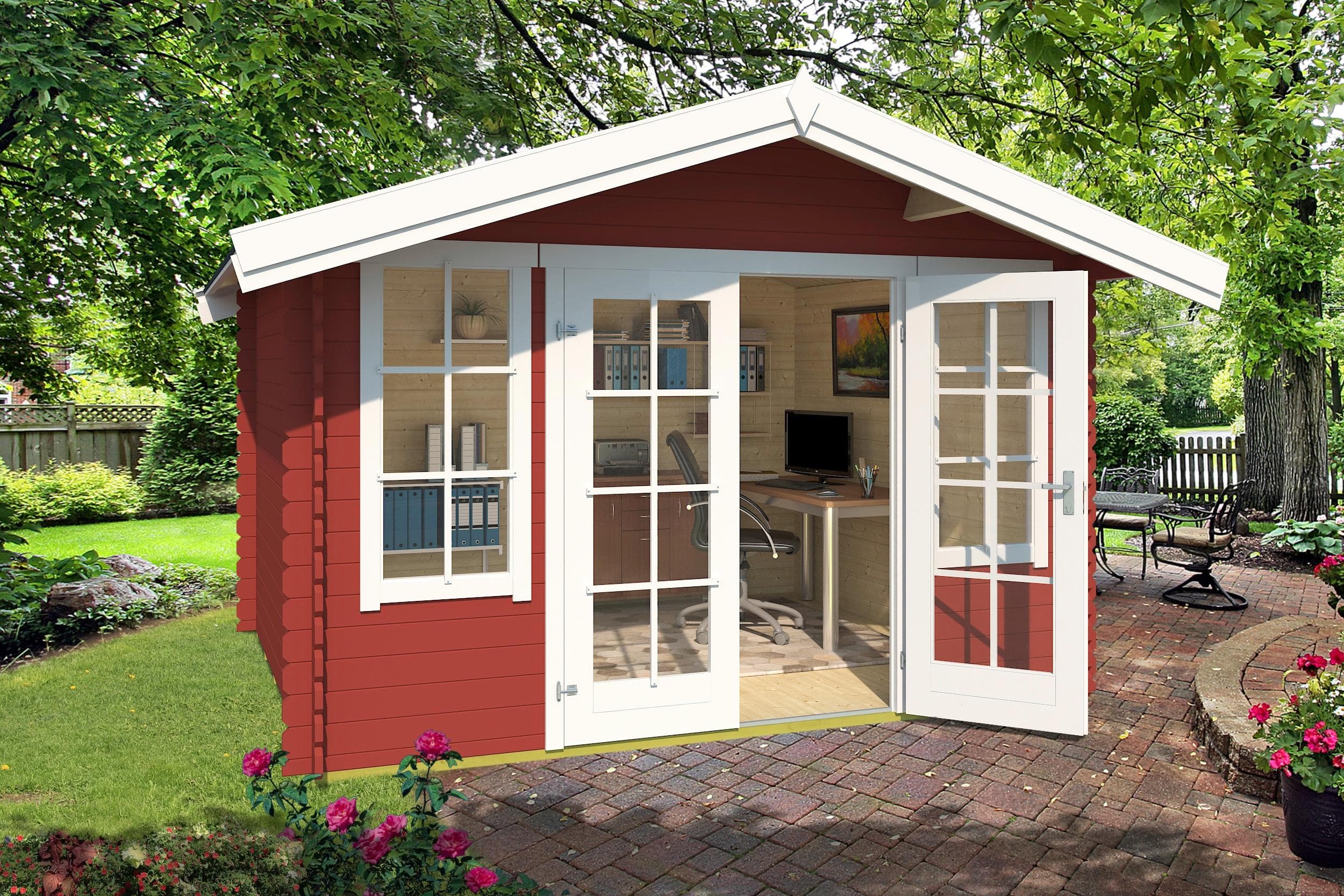 Gartenhaus LASITA MAJA Robin 280 Schwedenrot Blockbohlenhaus
