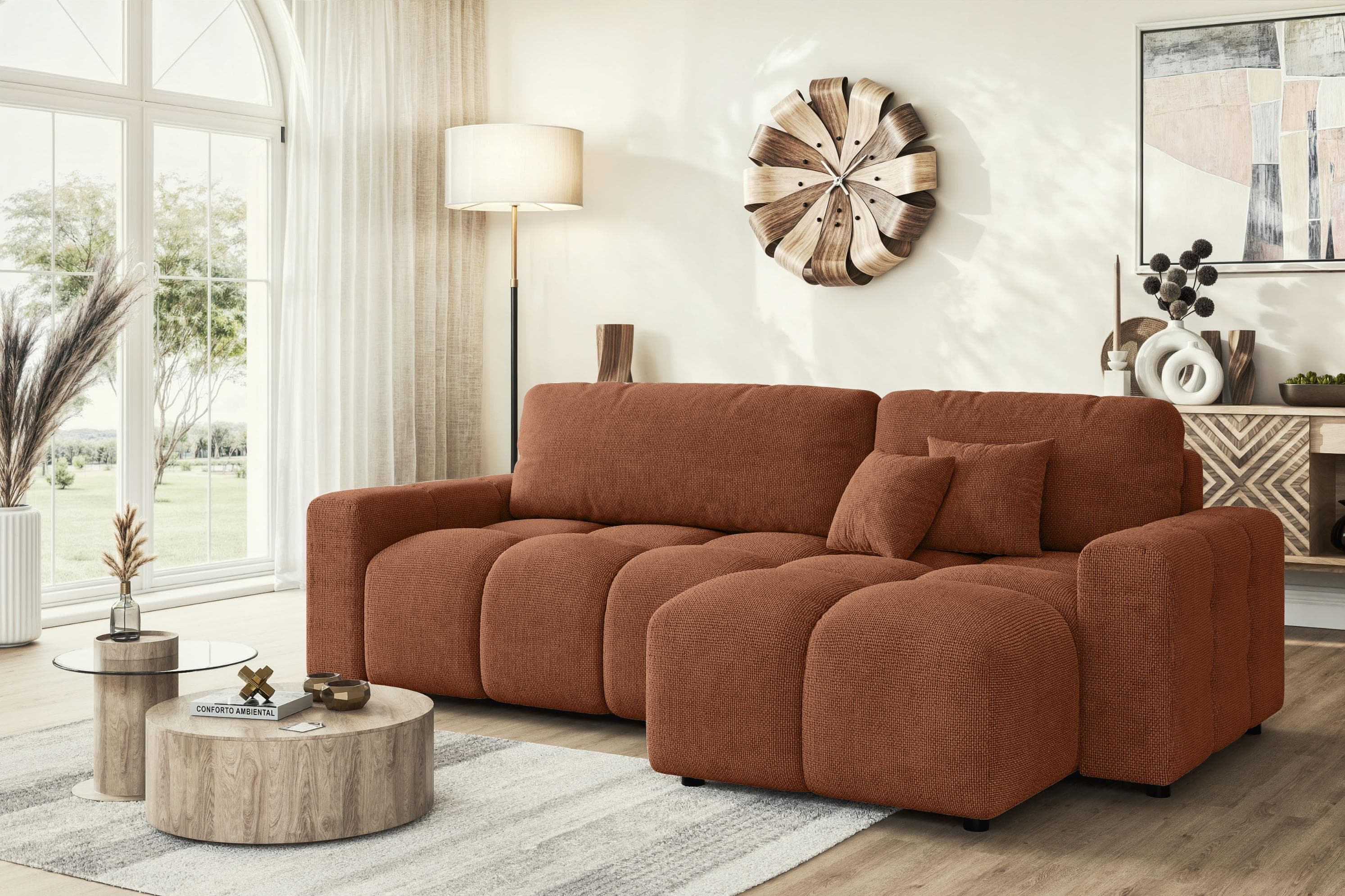 HOME AFFAIRE Ecksofa FELICI L-Form mit Recamiere und Bettfunktion