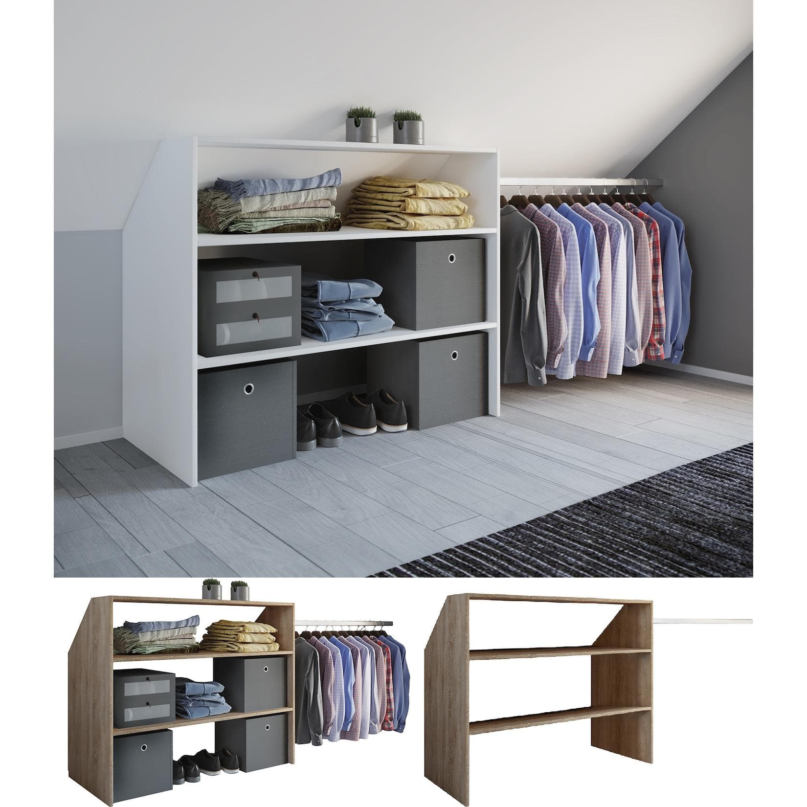 VCM Holz Kleiderschrank Offener Schrank Begehbares Kleiderregal