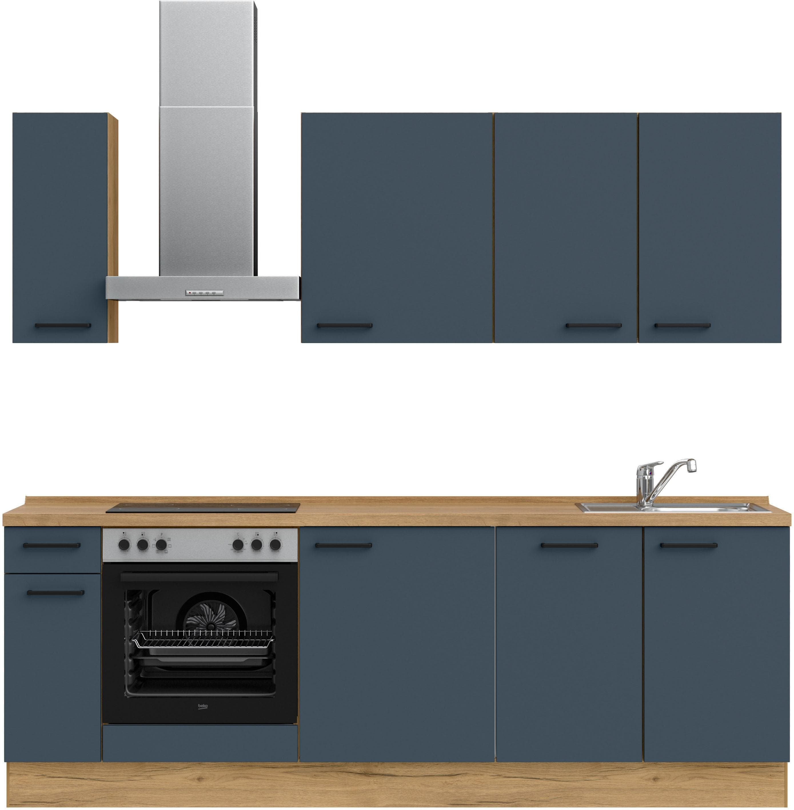 Moderne Küchenzeile aus Spanplatte, MDF, Stahl und Metall