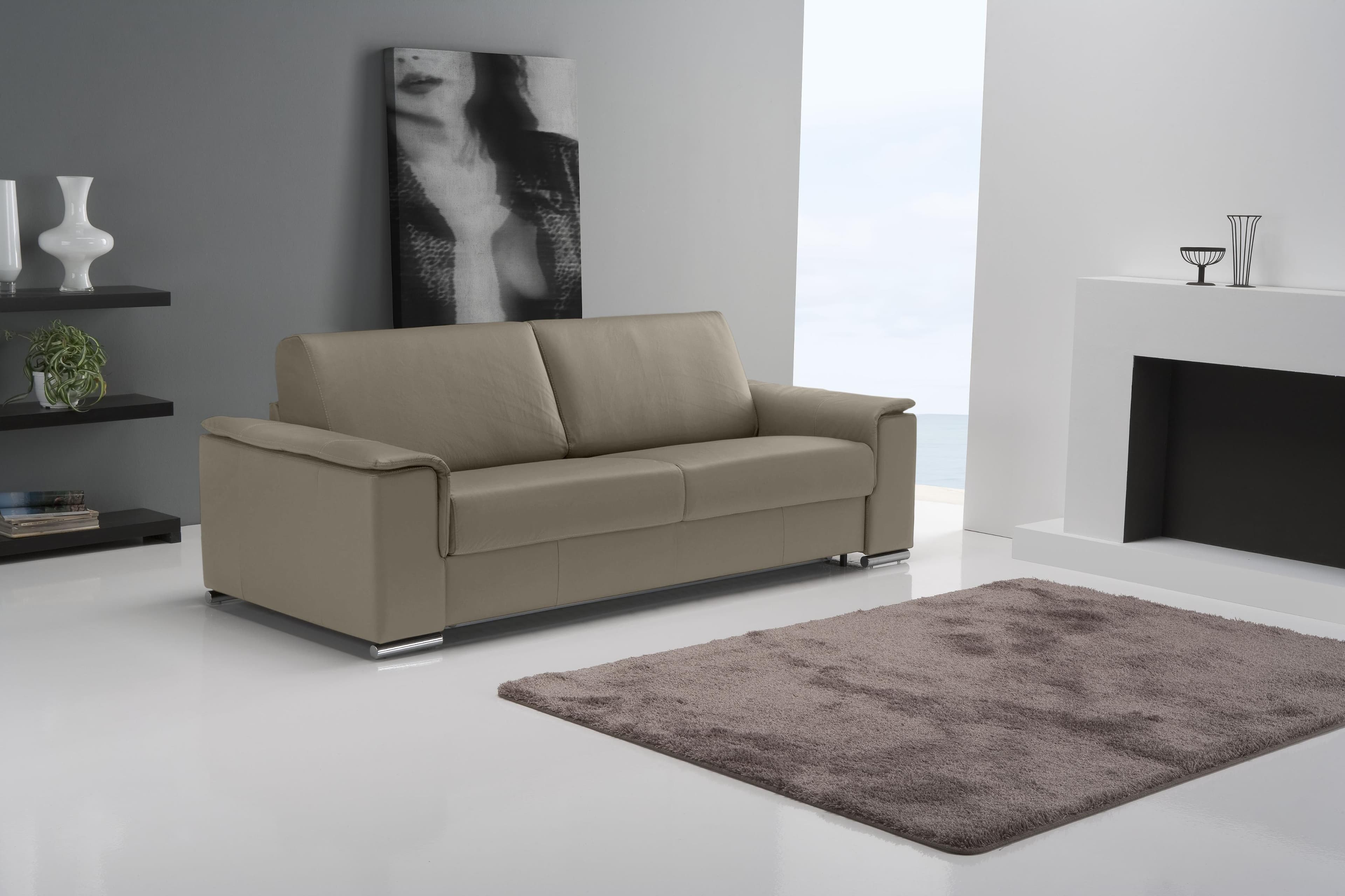 EGOITALIANO Sofa Cecilia 2,5-Sitzer Taupe Leder Modern