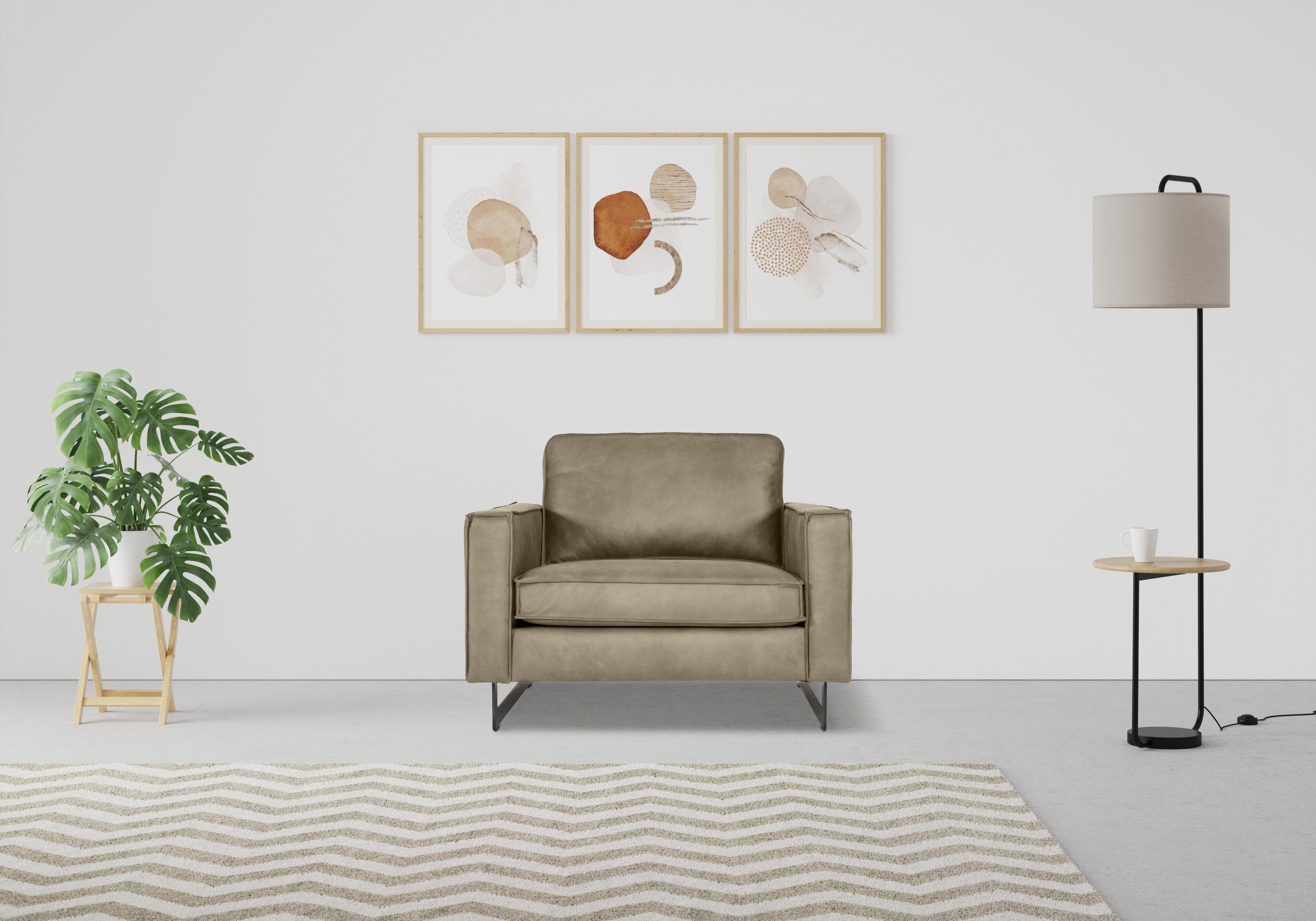 Home Affaire Loveseat Pinto Beige Microfaser Lederoptik