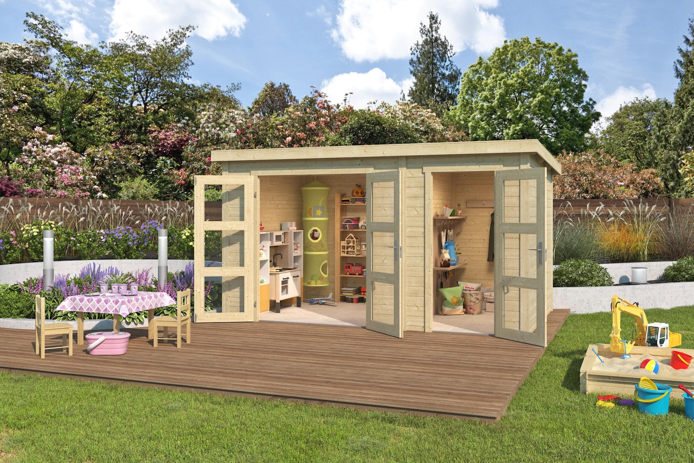 Lasita Maja Gartenhaus "Zambesi XL" Blockbohlenhaus 2-Raum