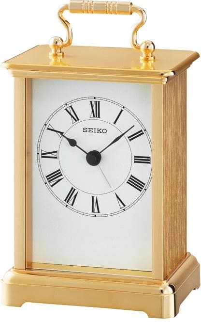 SEIKO Tischuhr QHE093G Gold Aluminium Analog Quarzuhr