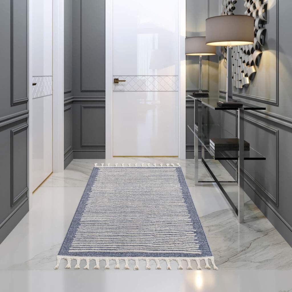 CARPET CITY Teppich Art 2231 Blau Geometrisch Kurzflor
