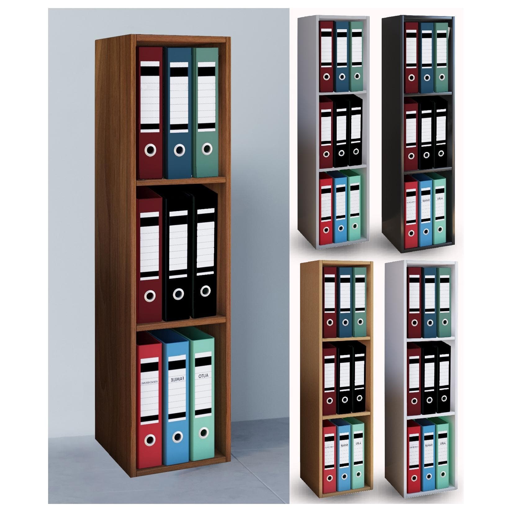 VCM Holzregal Offas 3-Fach Platzsparendes Büroregal