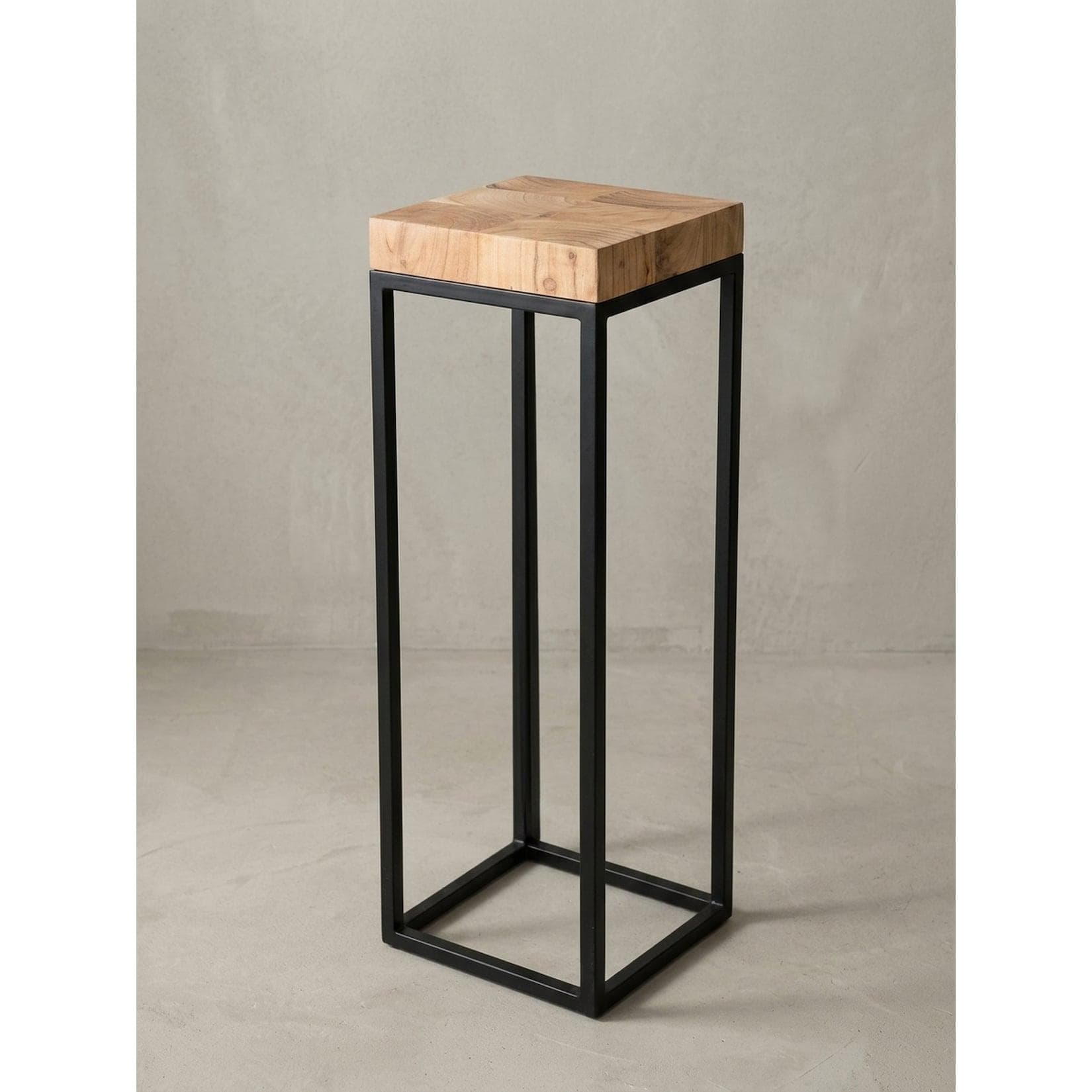 KADIMA DESIGN Massiver Holz-Beistelltisch Akazienholz Metall Industriedesign