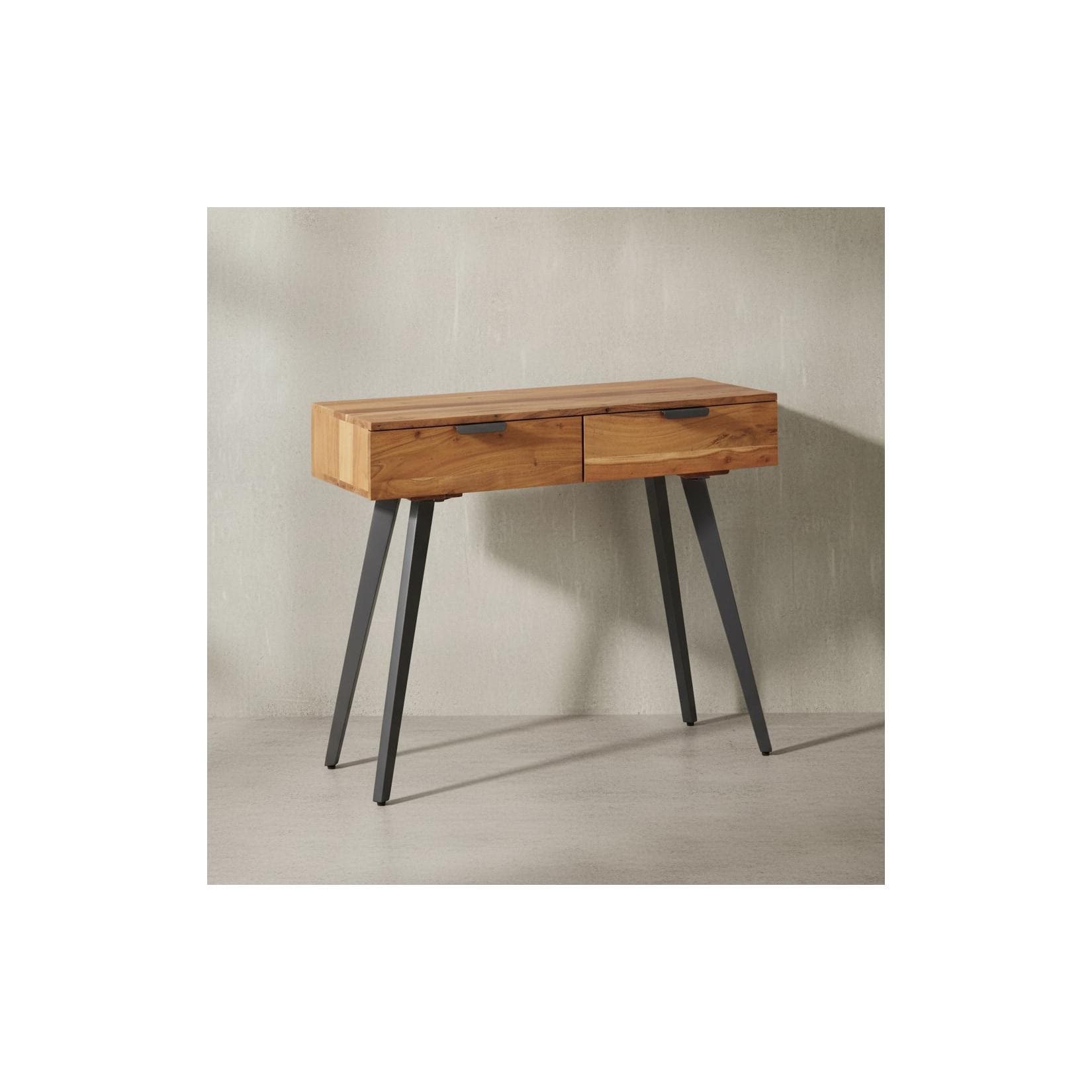 KADIMA DESIGN Massivholz Konsolentisch mit Metallbeinen