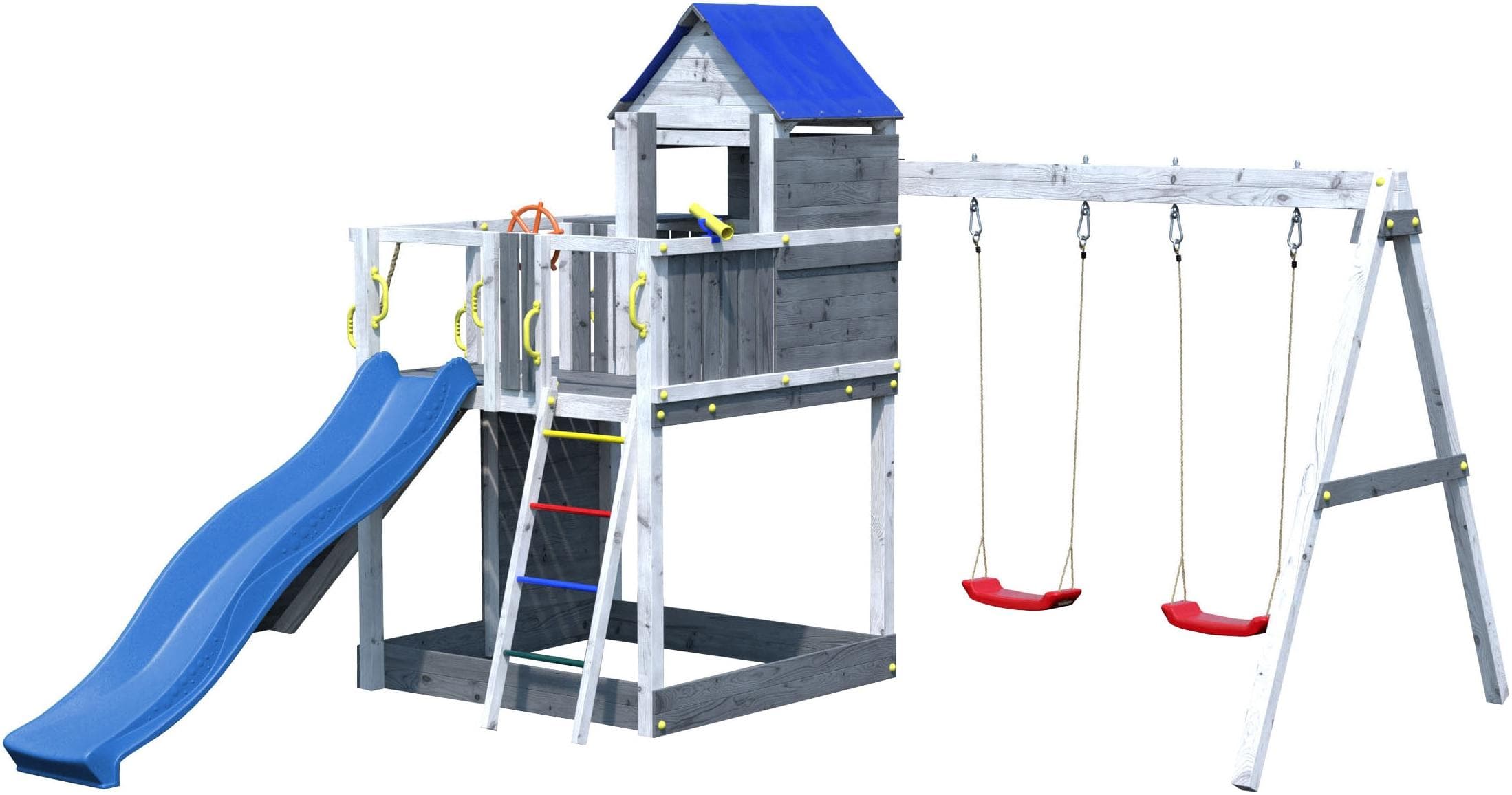 Fungoo Treehouse Spielturm XXL mit Rutsche und Schaukel