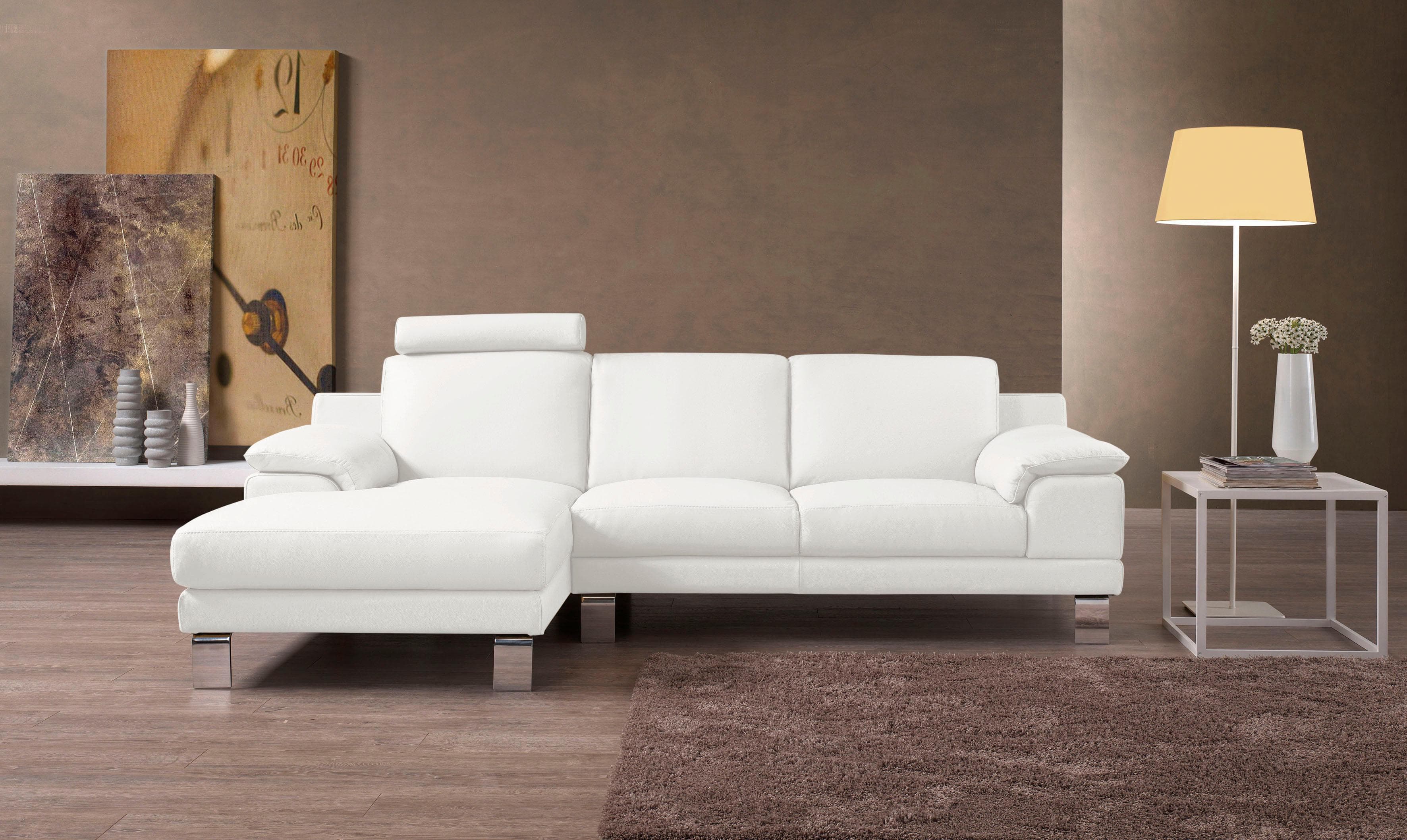 Egoitaliano Ecksofa Shakira Design Sitzkomfort Leder Weiß
