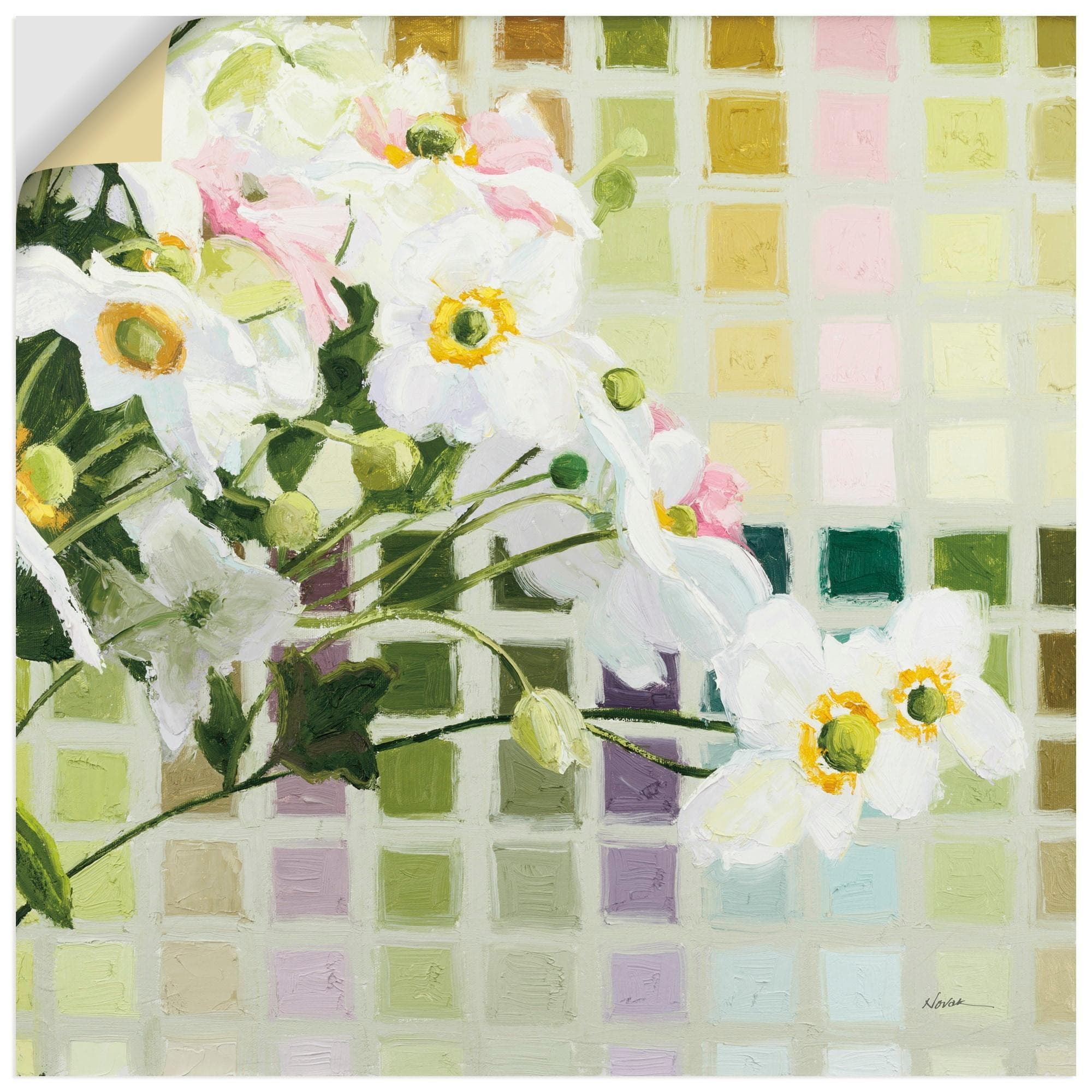 ARTLAND Wandbild Color Chart I Blumen Wandaufkleber Bunt