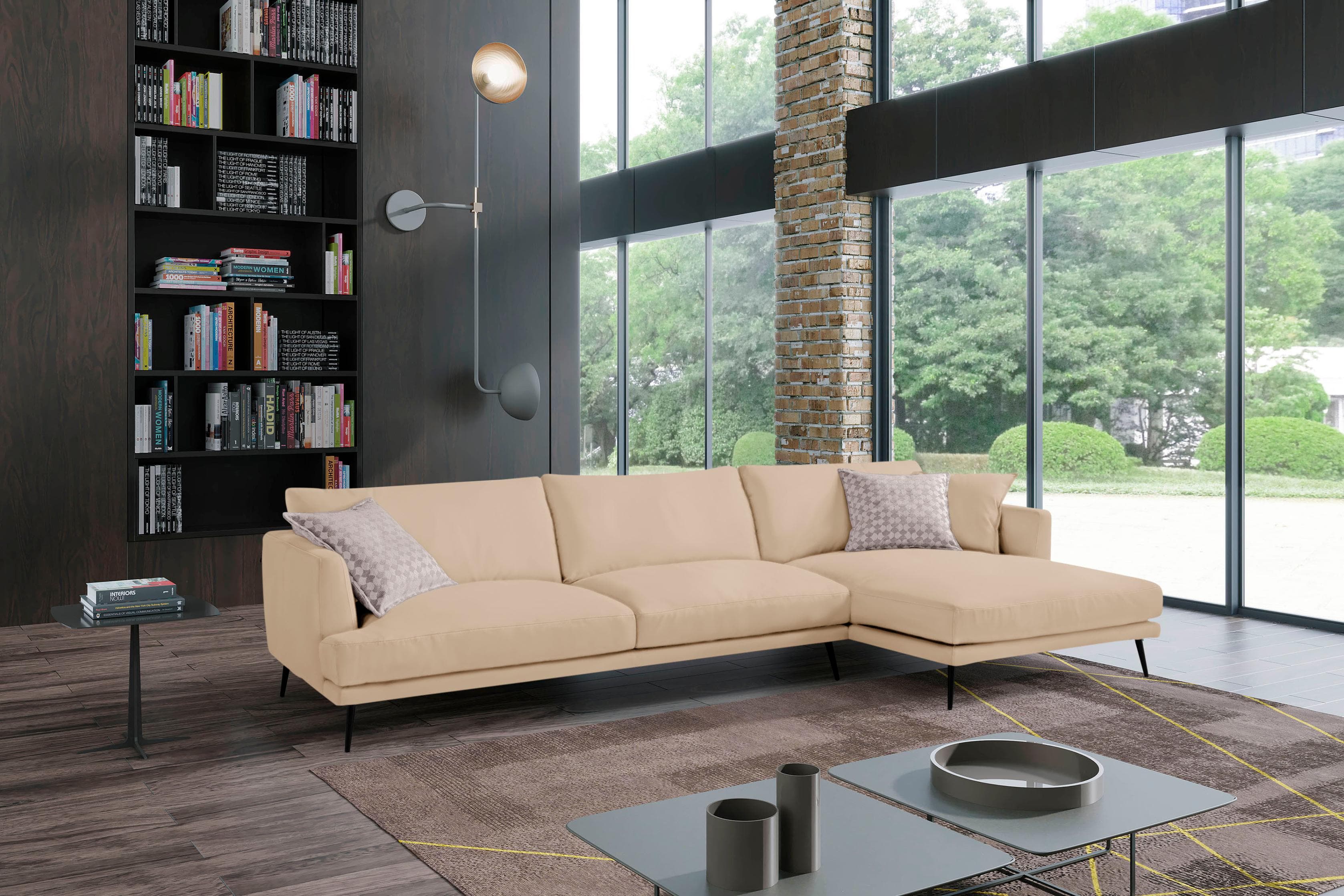 Design-Ecksofa aus Rindsleder, extrakomfortabel