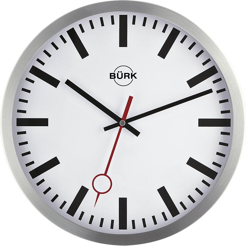 Kaiserkraft Wanduhr Aluminium Funkuhrwerk 300mm Weiß Silber