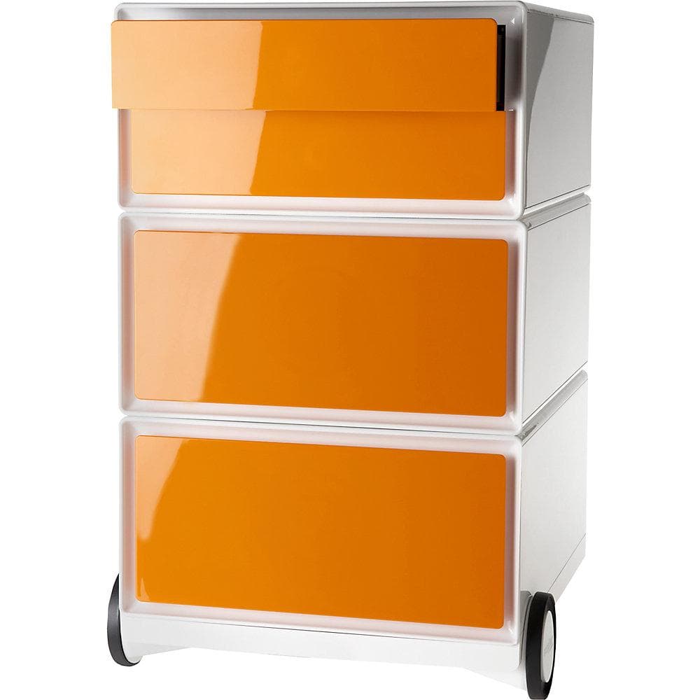 EasyBox Rollcontainer 4 Schubladen Weiß/Orange