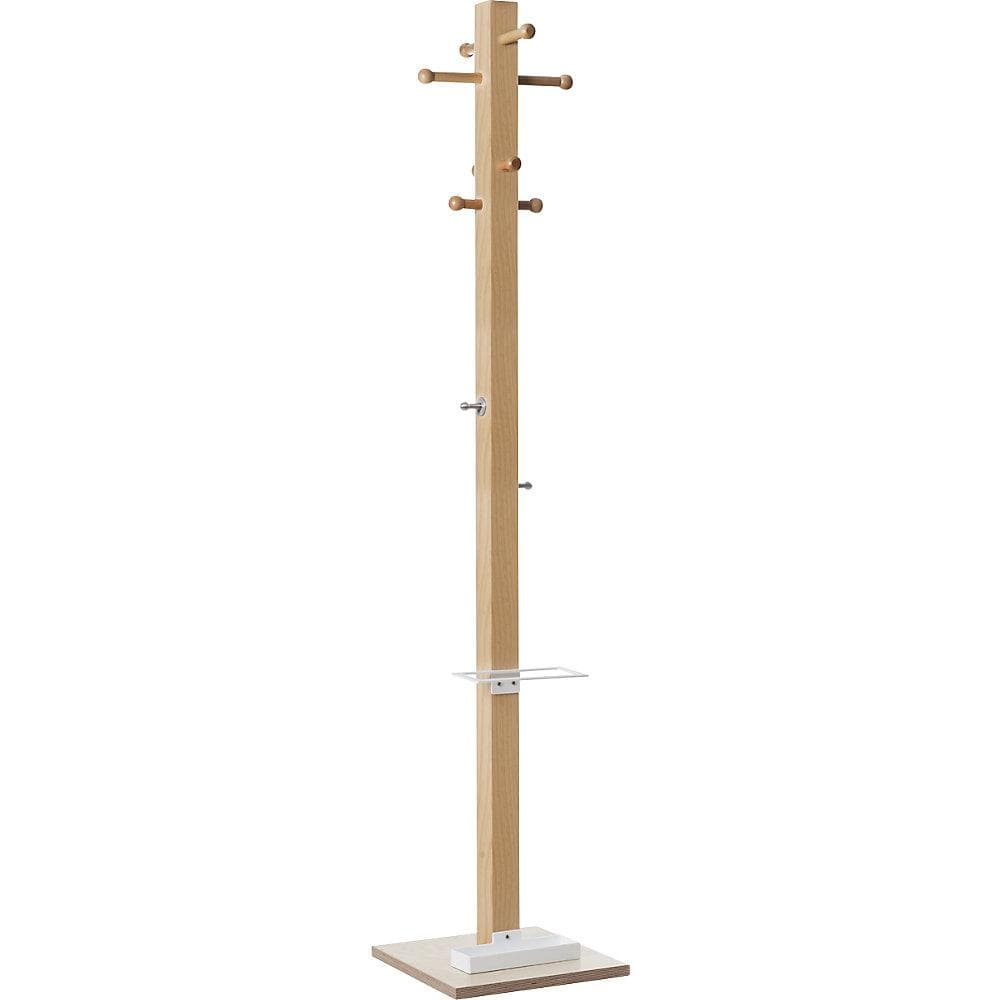 Kaiserkraft easyCloth Garderobenständer Massivholz 8 Haken Schirmhalter