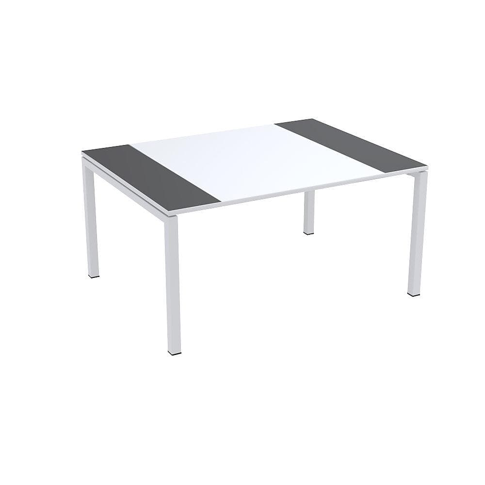 easyDesk Konferenztisch weiß/anthrazit Metall 4-Fuß-Gestell