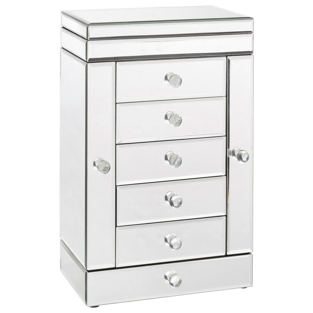 Xora Schmuckschrank Silber Spiegelglas 6 Schubladen
