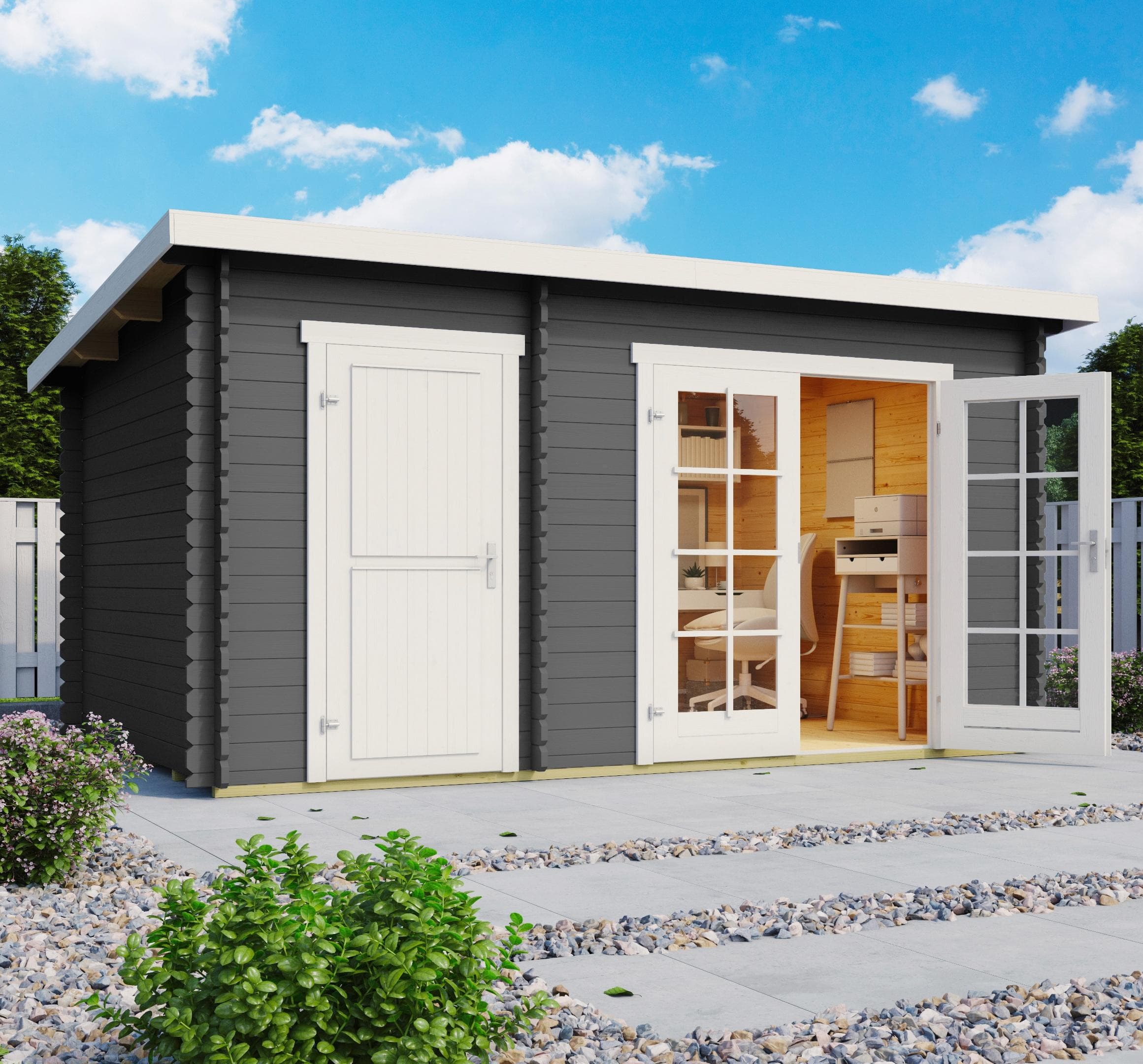 Lasita Maja Gartenhaus Belmont 1 Carbongrau Blockbohlensystem