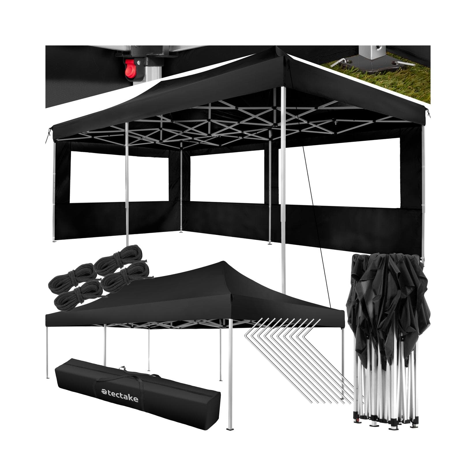 TecTake Faltpavillon 6x3m Aluminium Gestell Höhenverstellbar Grau