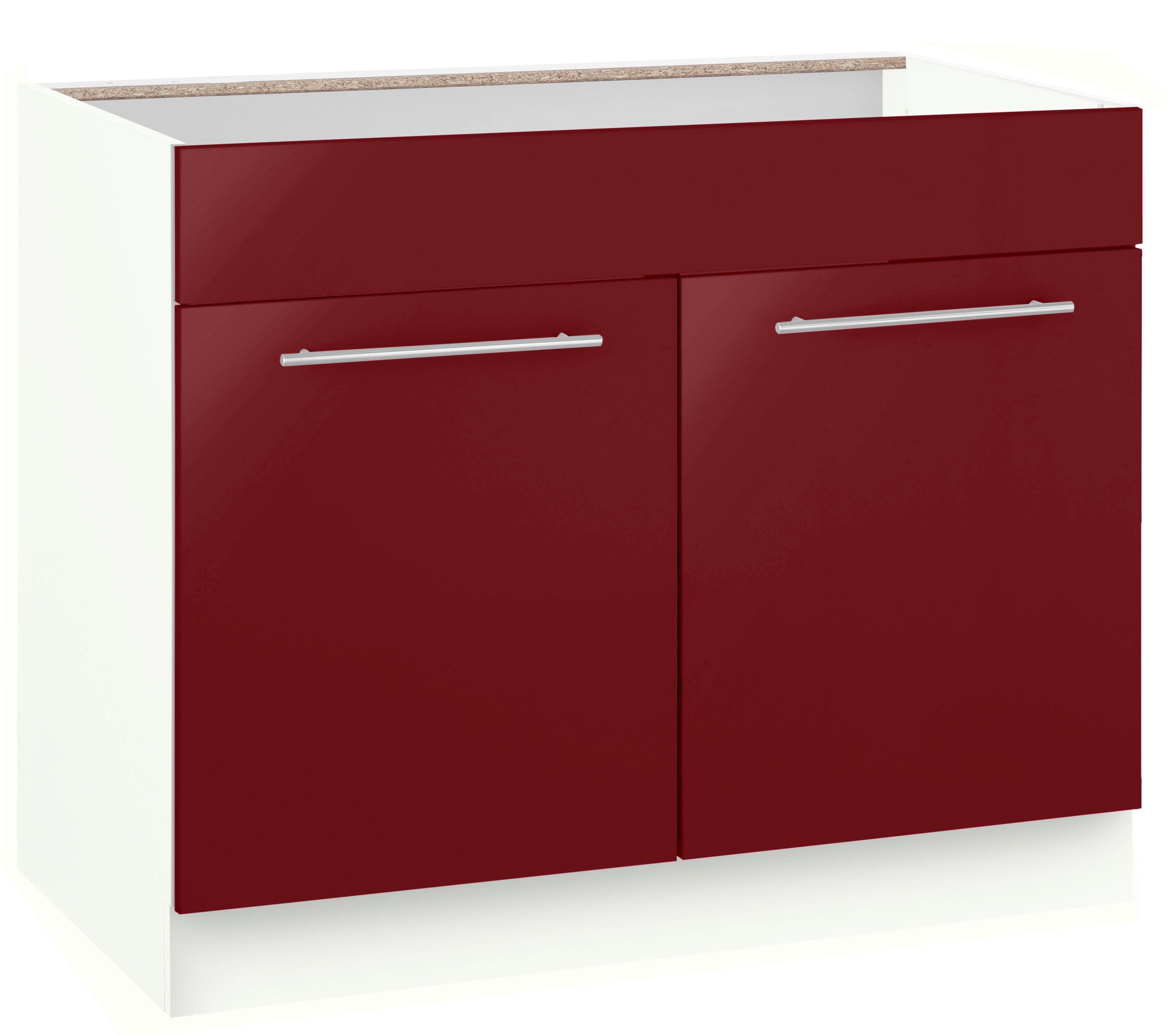 Wiho Küchen Flexi2 Spülenschrank 100 cm Rot Weiß
