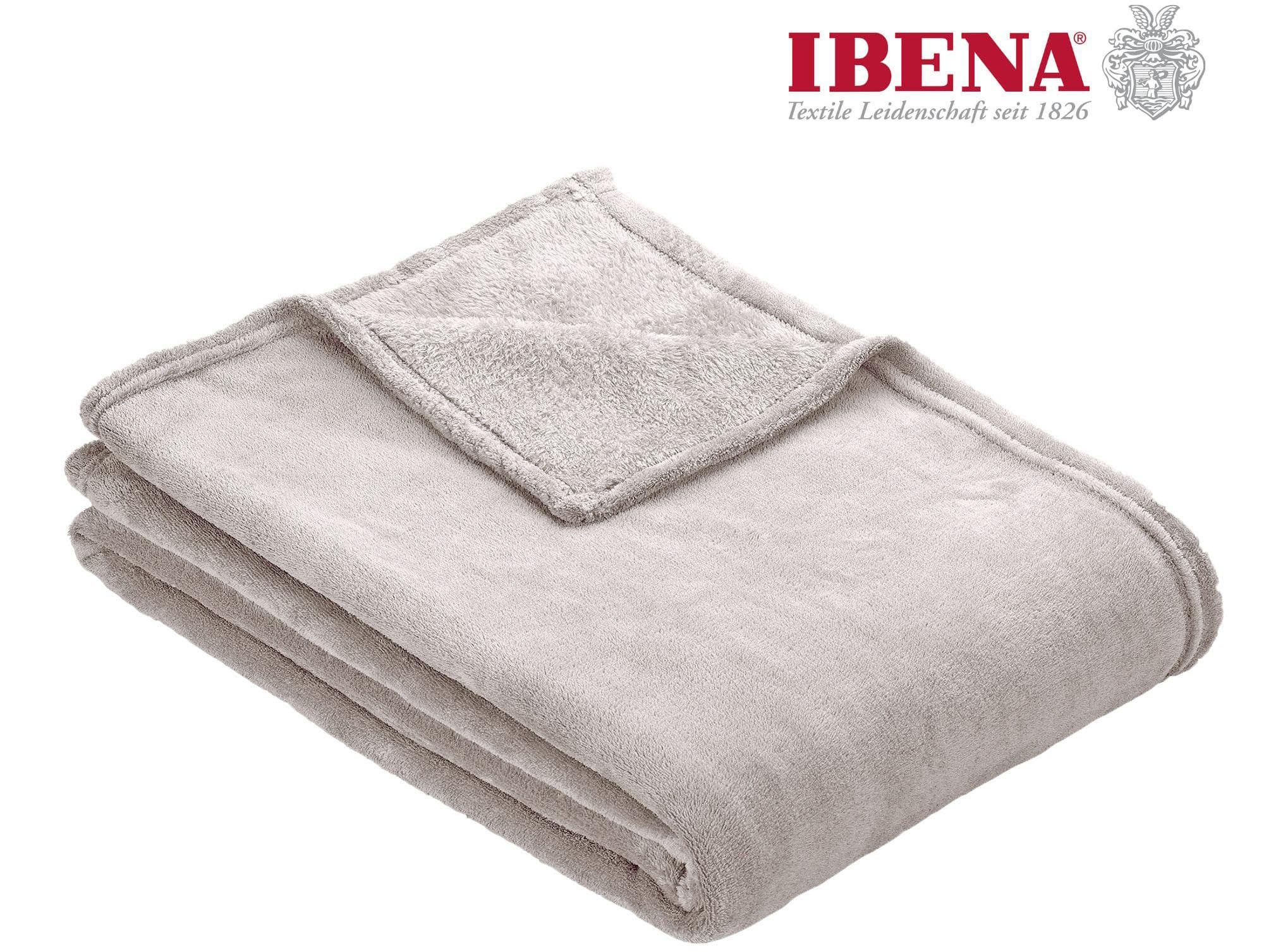 IBENA Wohndecke Olbia Uni Fleecedecke Hellgrau Polyester