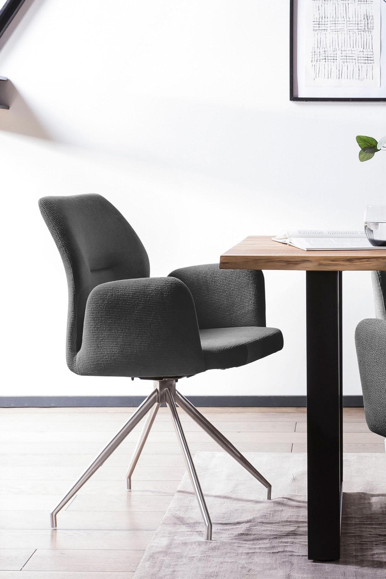 Salesfever Taormina Armlehnstuhl Dunkelgrau Silber mit Drehfunktion
