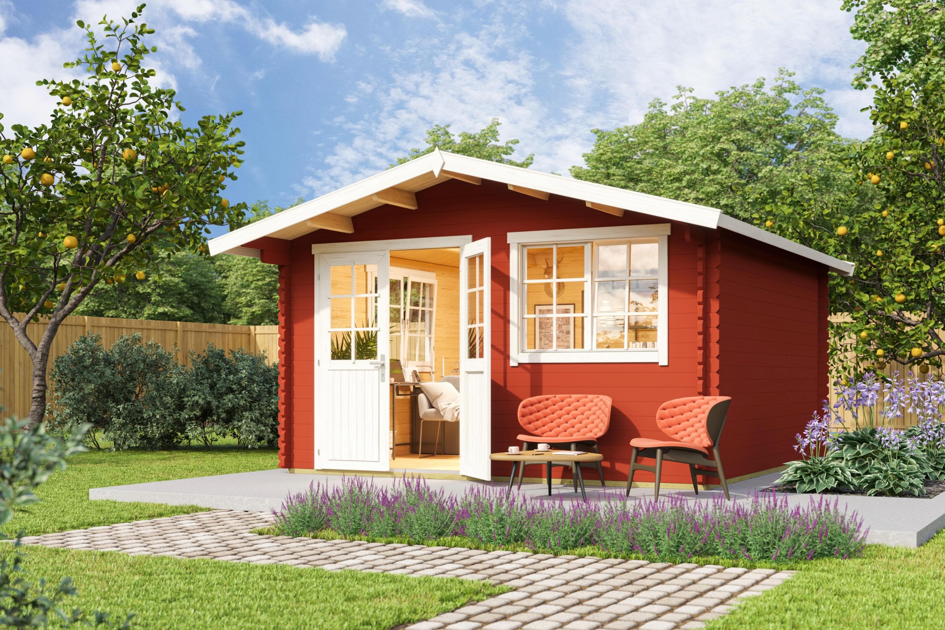 Lasita Maja Gartenhaus Norderney 3 Schwedenrot Blockbohlenhaus